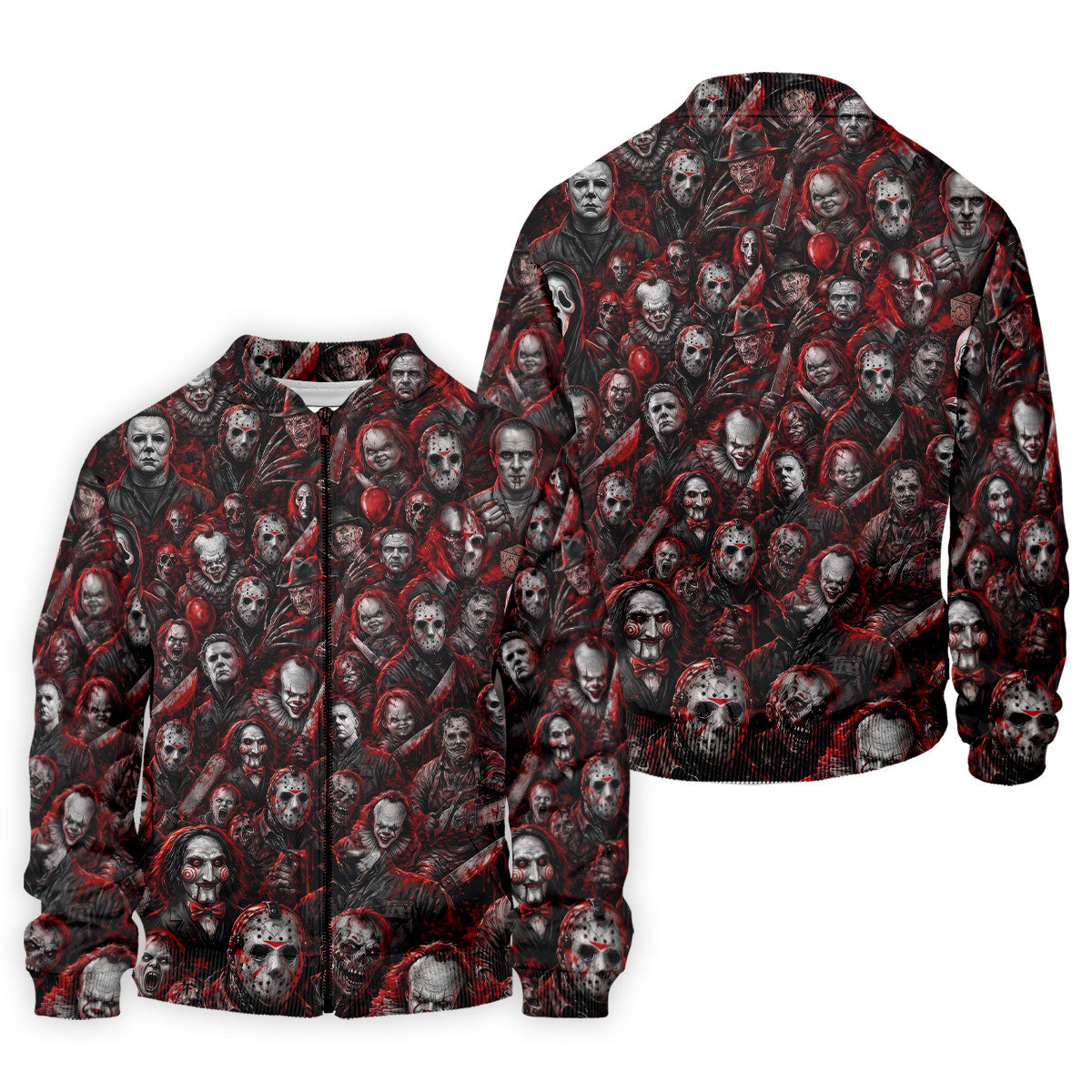 Red Horror Character Clown Collage Golf Polo Shirt, Mens Golf Polo, Printed Golf Shirts