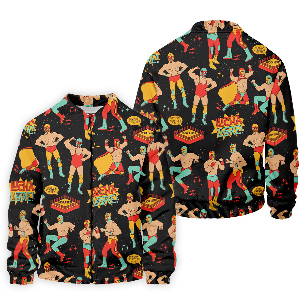 Black Lucha Libre Mexican Wrestler Pattern Golf Shirt, Golf Shirts For Men, Mens Golf Apparel