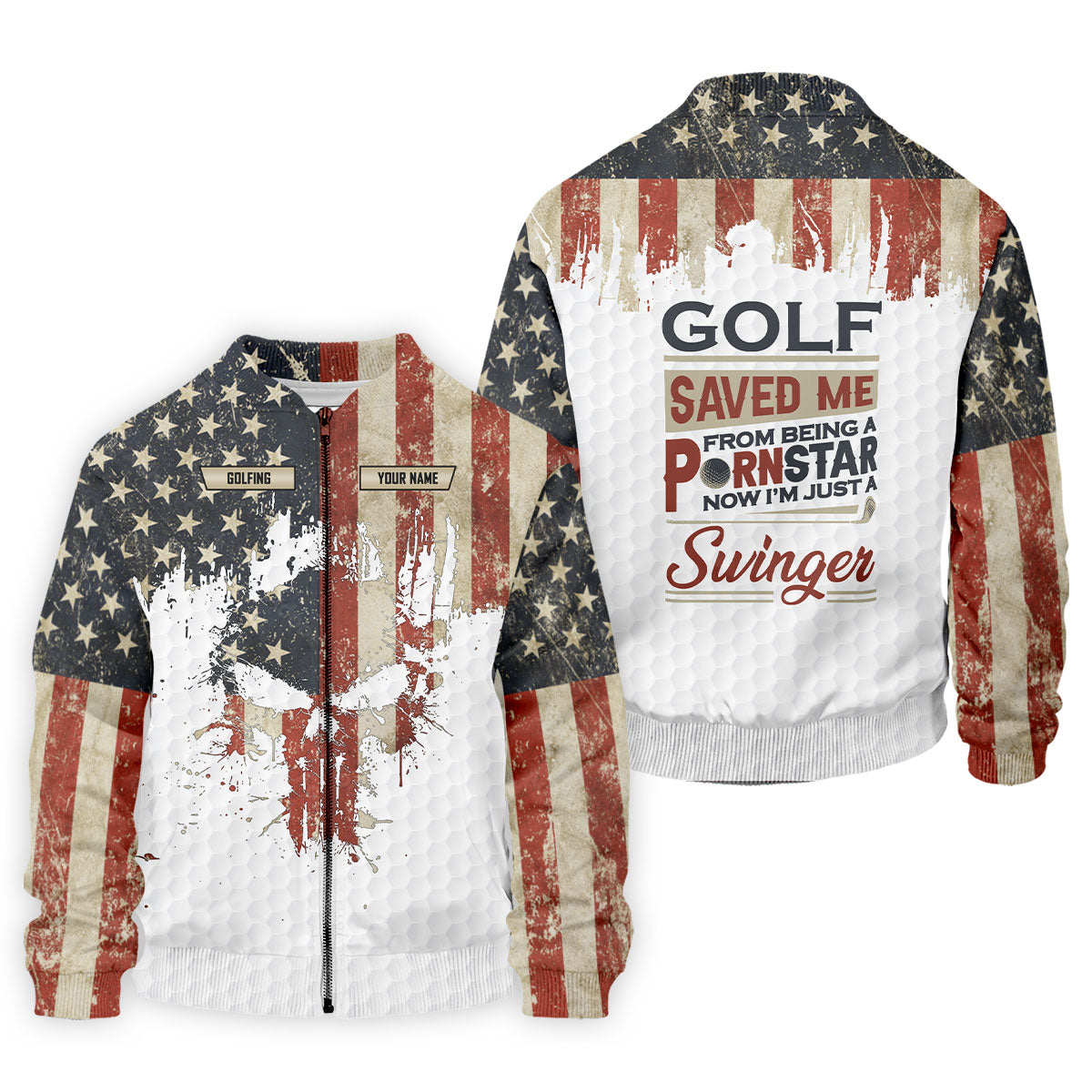 Golf Saved Me From Being A Pornstar Funny Golf Shirt, 250 Years Patriotic 4th Of July Golf Shirts For Men