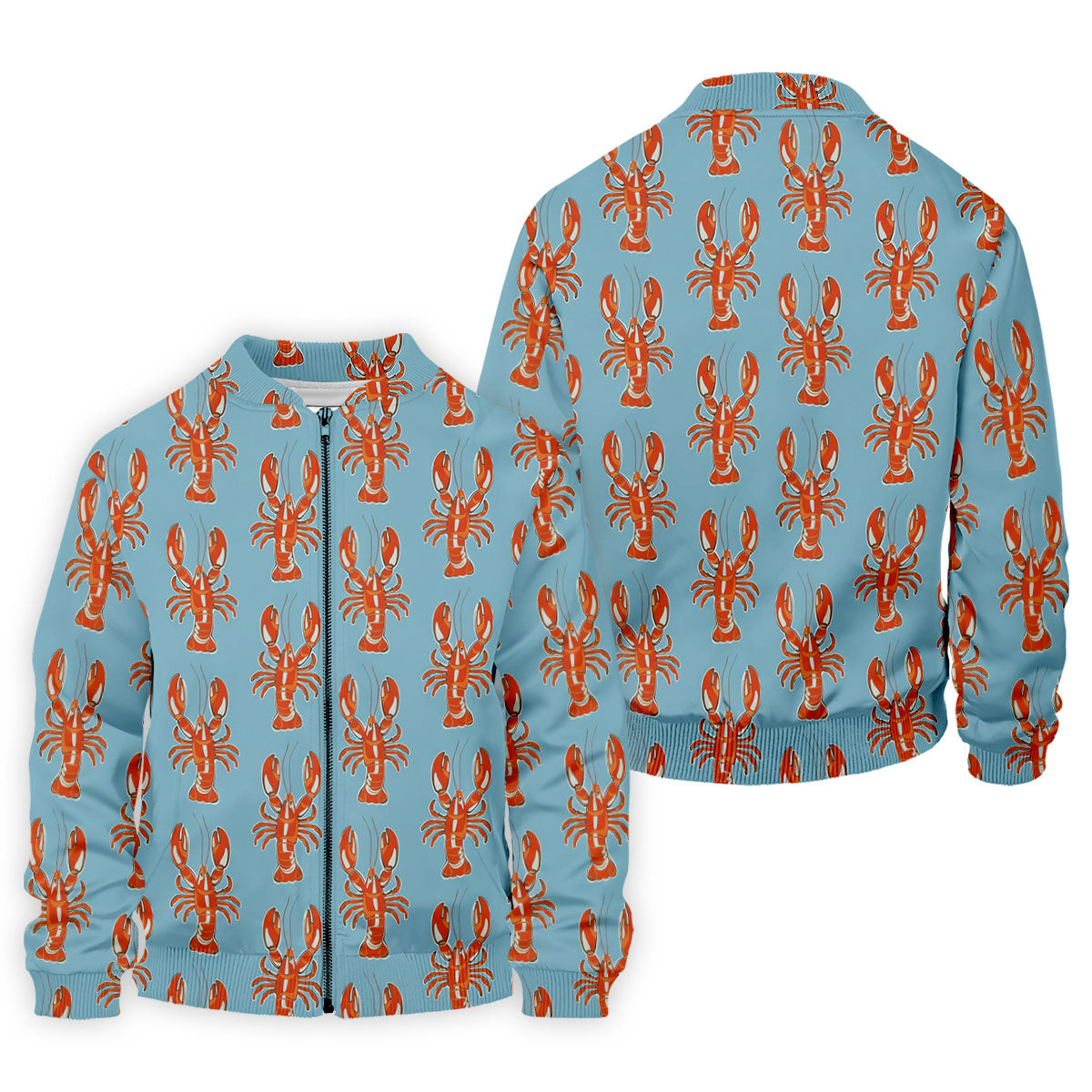 Orange Lobsters Light Blue Mardi Gras Golf Shirt, Golf Tops For Men, Polo ShirtFor Men, Golf Shirts For Men