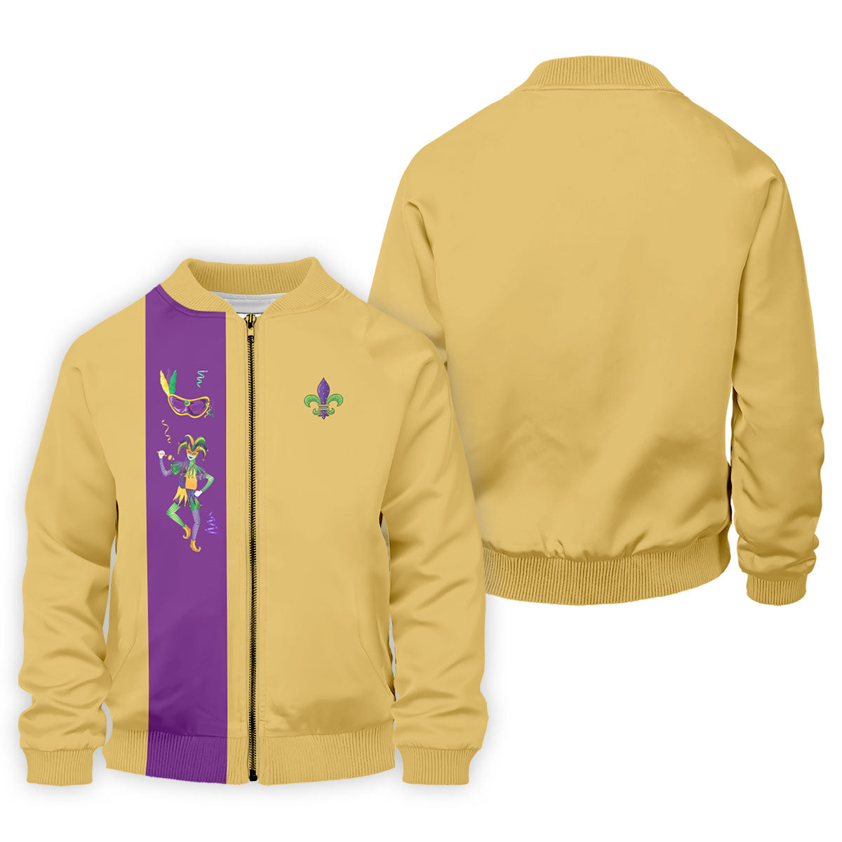 Mardi Gras Festival Jester Figure Fleur De Lis Symbol Yellow Golf Shirt, Polo ShirtFor Men, Golf Shirts For Men
