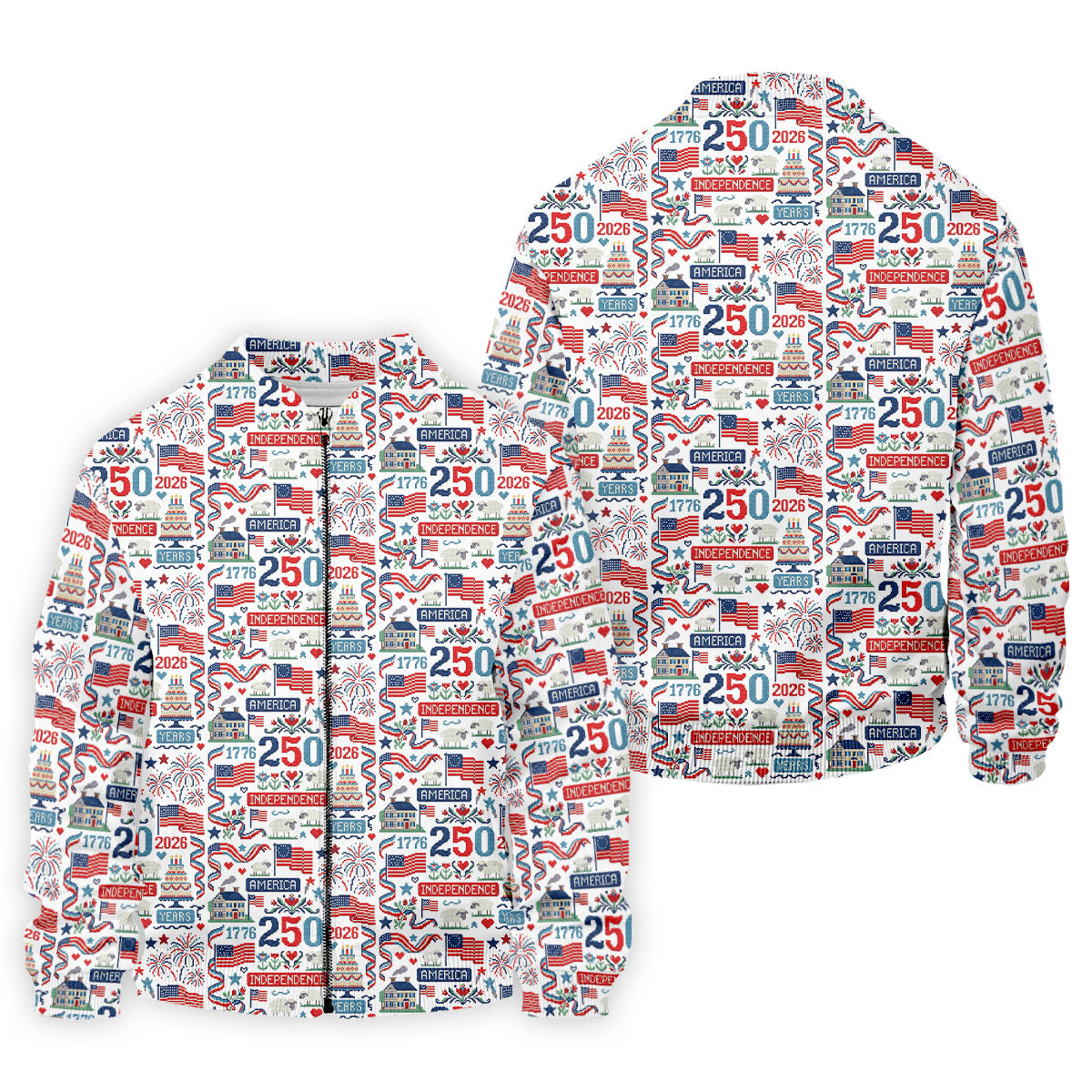America Independence 250 Years White Golf Shirt, Patriotic 4th Of July Golf Shirts For Men