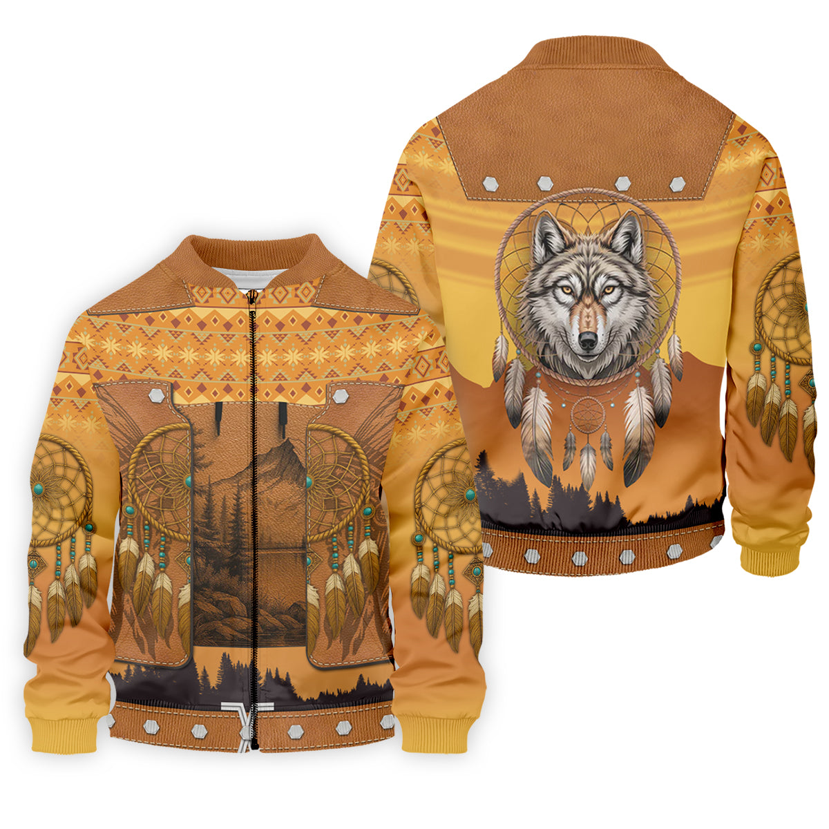 Golden Horizon Tribal Theme Golf Tops For Men, Native American Ancestry Polo ShirtFor Men, Indigenous Peoples Month