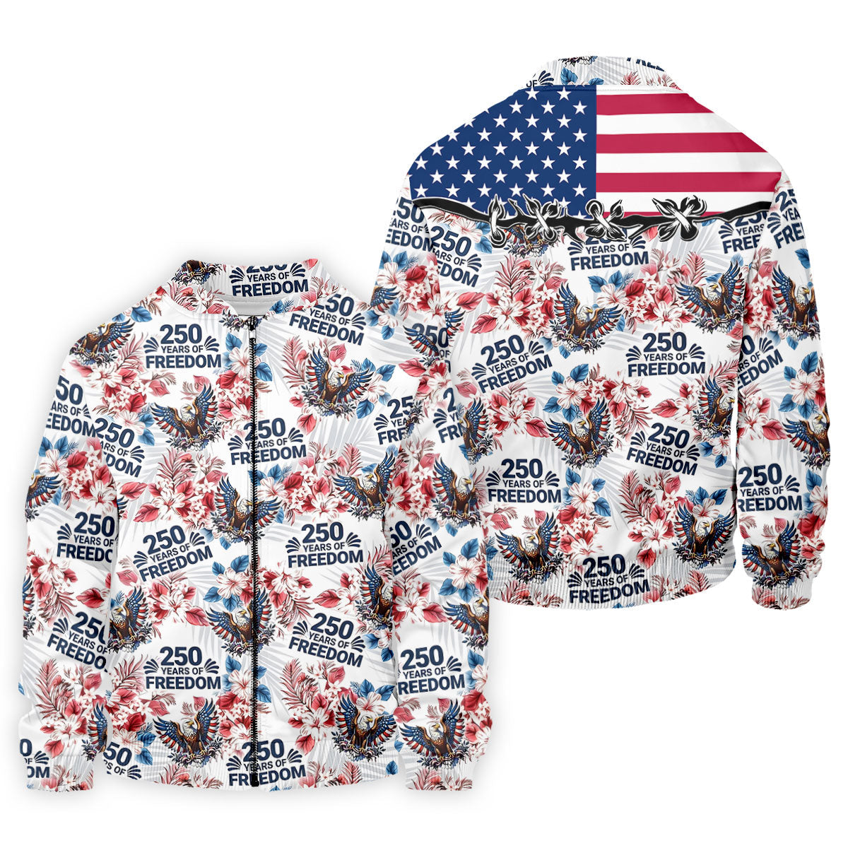 America 250 Years Of Freedom Tropical Vibe Patriotic Golf Shirt, 4th Of July Golf Shirt, Golf Shirts For Men
