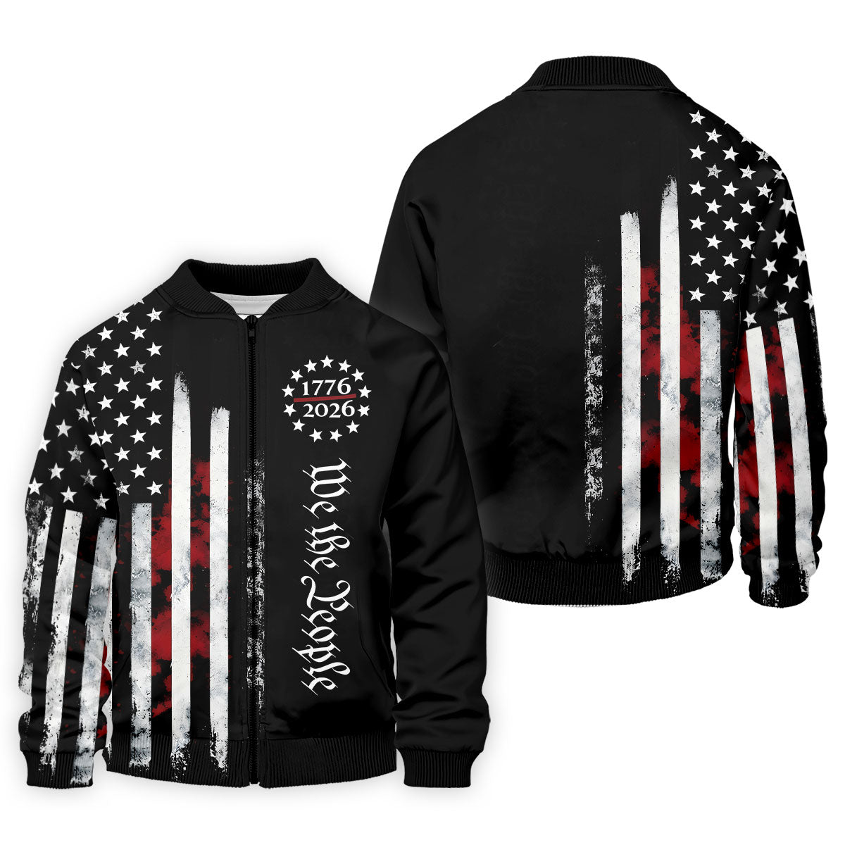 We The People Distressed Flag Patriotic Black Golf Shirt, 250 Years 4th Of July Golf Shirts For Men