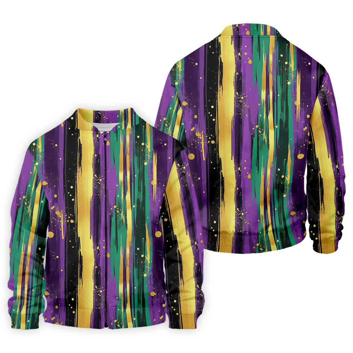 Green Purple Gold Splatter Effect Mardi Gras Golf Shirt, Polo ShirtFor Men, Golf Shirts For Men