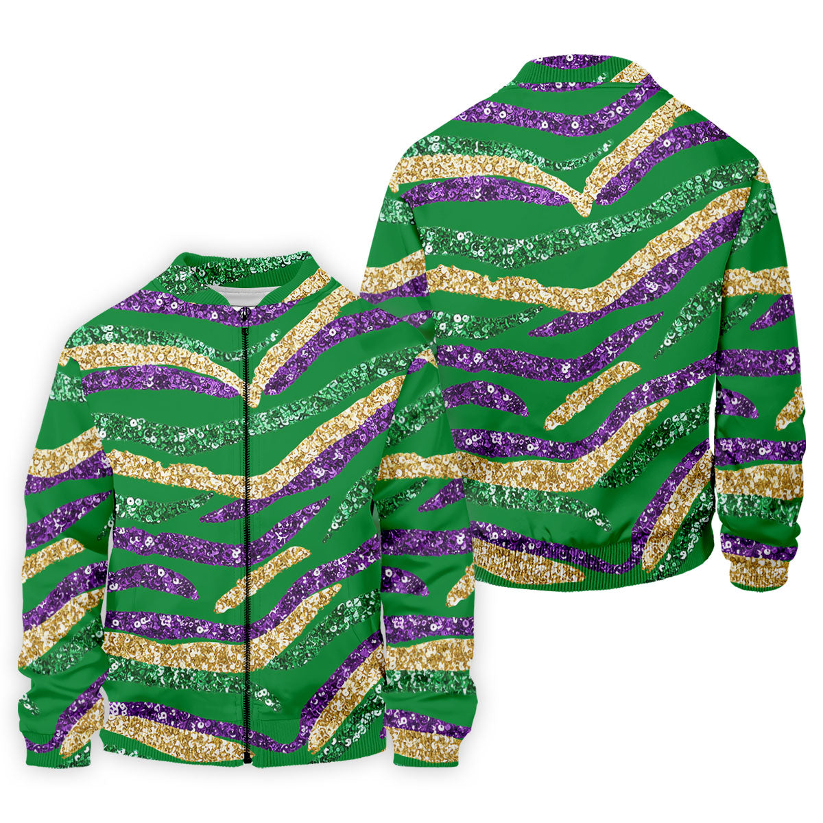Purple Green Gold Sequin Pattern Green Golf Shirt, Mardi Gras Golf Shirt, Polo ShirtFor Men