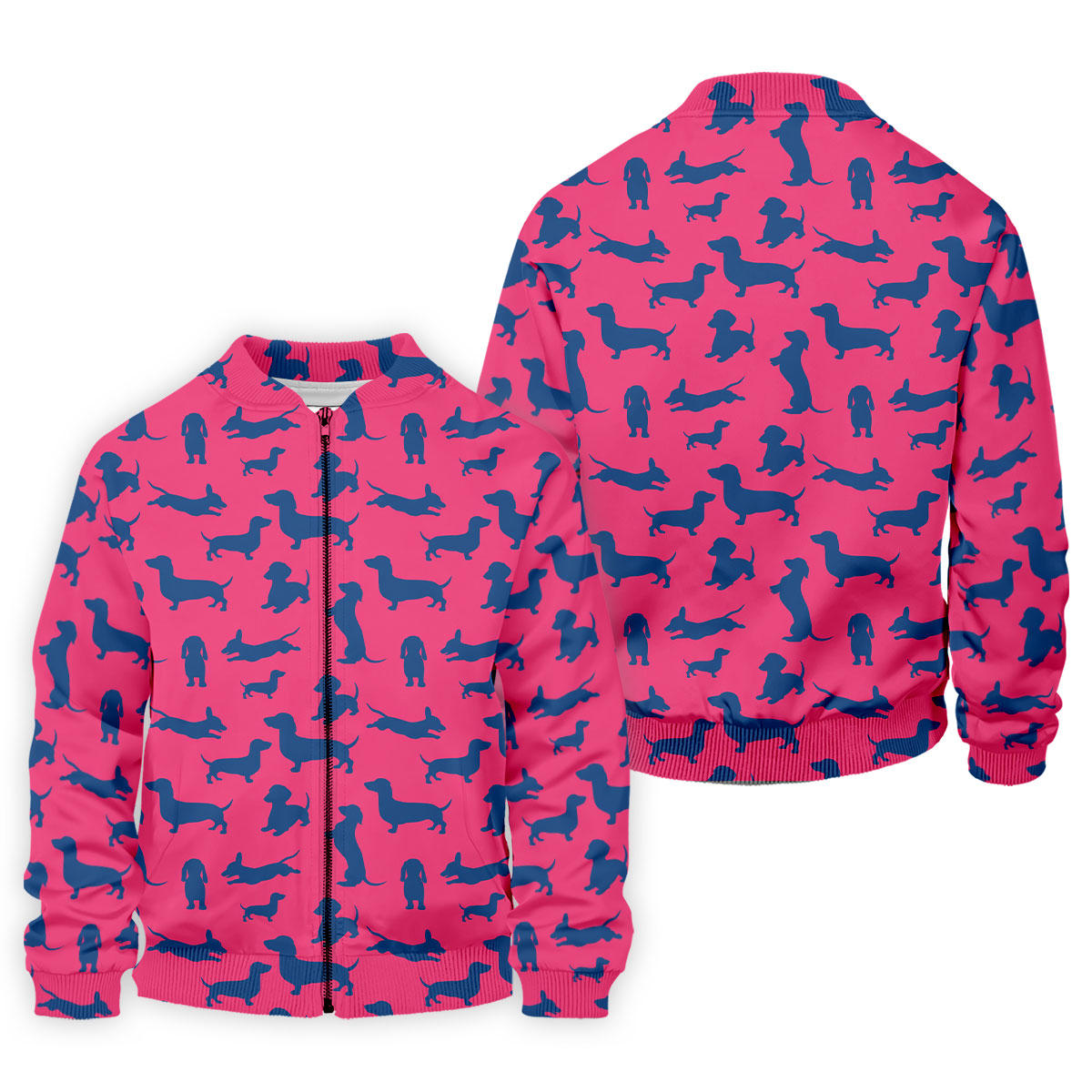 Funny Dachshund Pink And Navy Cute Golf Shirt, Men's Funny Golf Shirts, Golf Shirts For Men