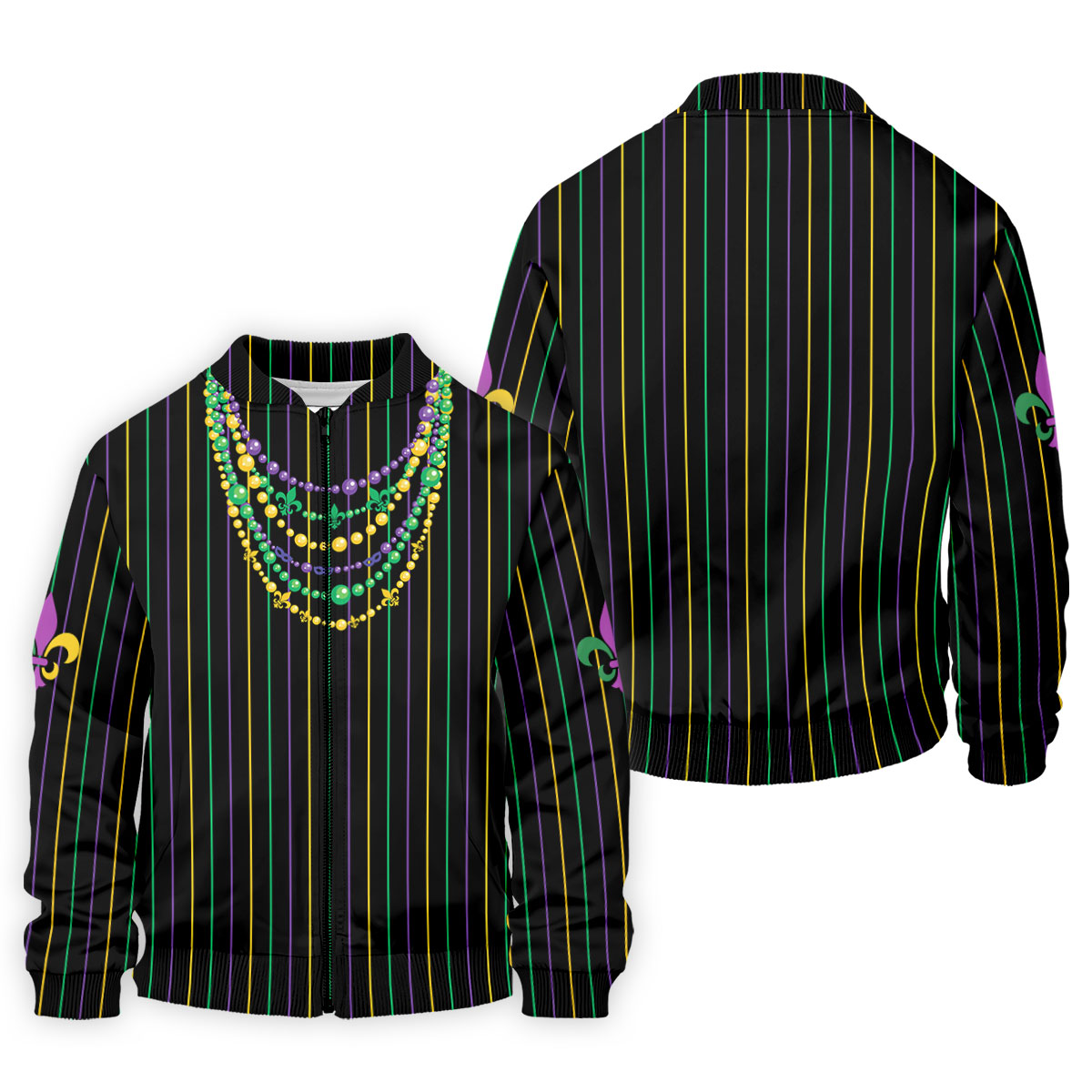 Mardi Gras Beads Necklaces Print Black Golf Shirt, Golf Tops For Men, Polo ShirtFor Men, Golf Shirts For Men