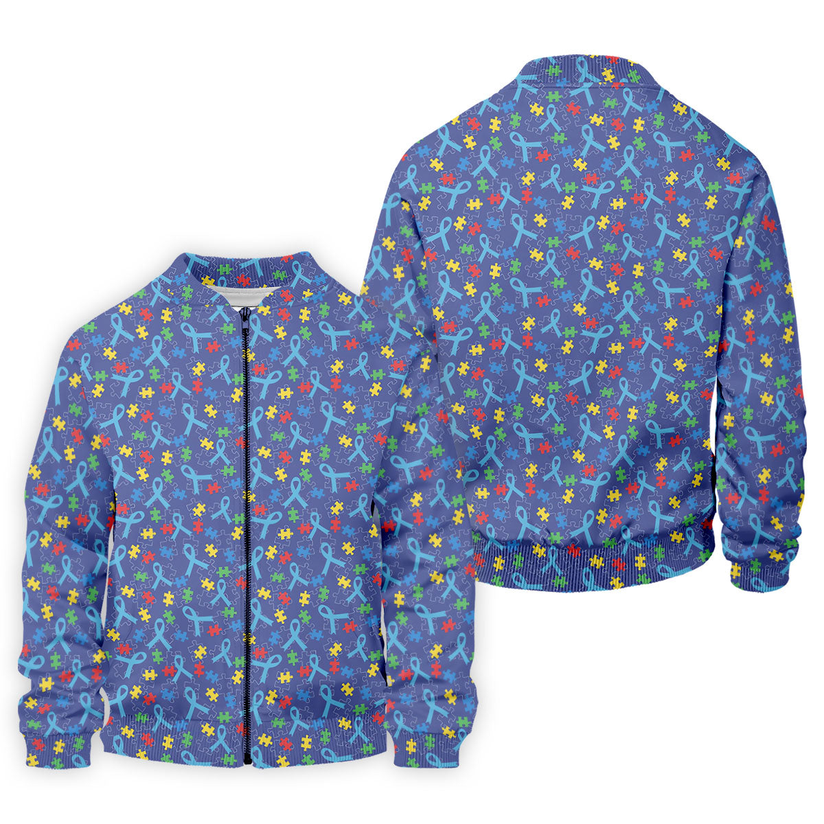 Autism Puzzle Ribbon Pattern Golf Tops For Men, Autism Awareness Color Polo ShirtFor Men, Golf Shirts For Men