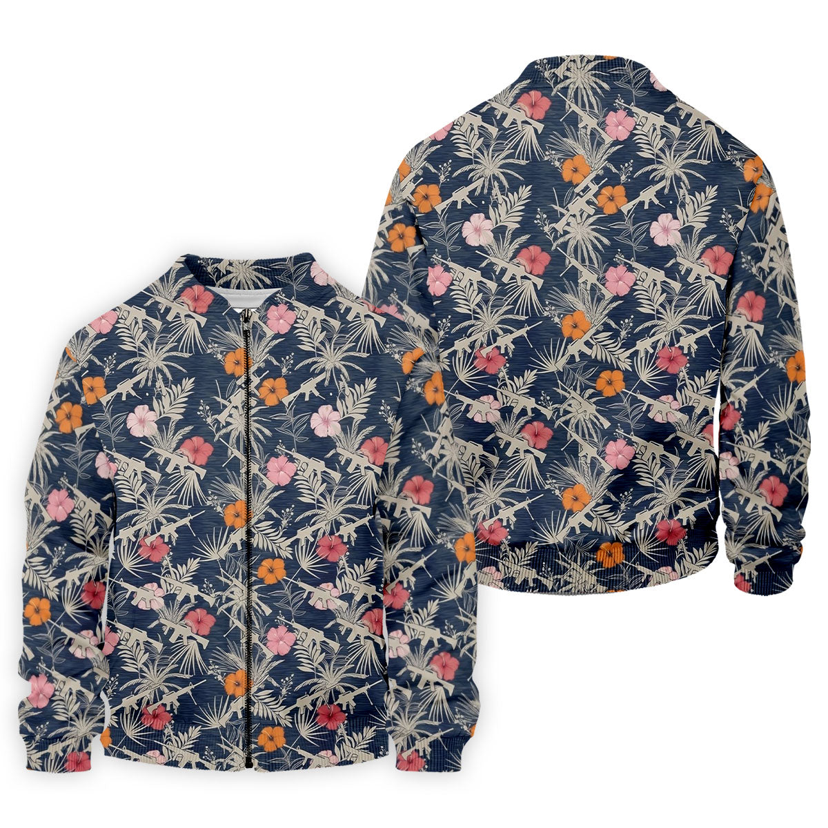 Hawaiian Hibicus Military Theme Navy Golf Shirt, Golf Shirts For Men, Polo ShirtFor Men