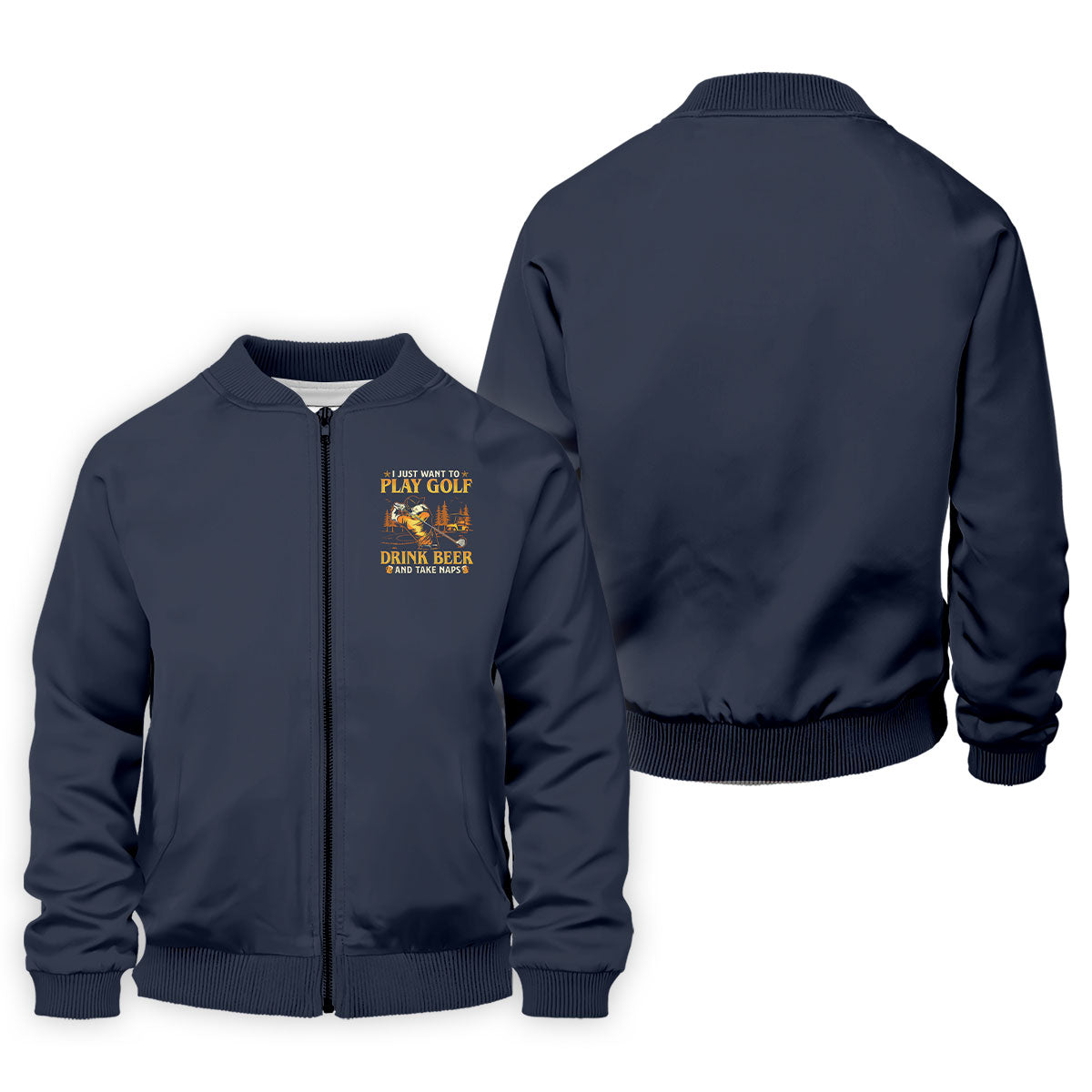 I Just Want To Play Golf Drink Beer And Take Naps Navy Golf Shirt, Men's Funny Golf Shirts