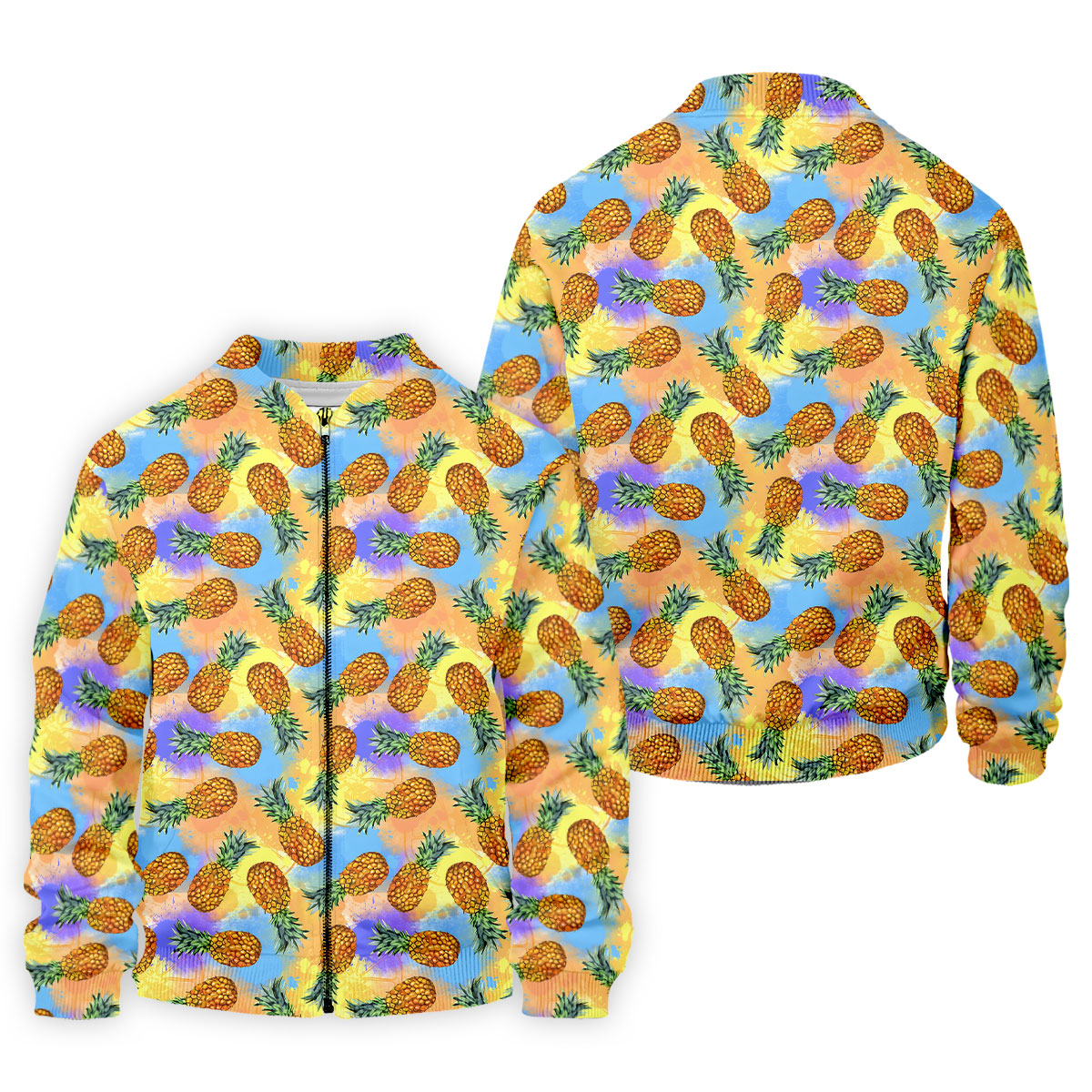 Colorful Pineapple Tropical Pattern Golf Shirt, Mens Polo Shirt, Hawaiian Golf Shirt, Performance Golf Shirt