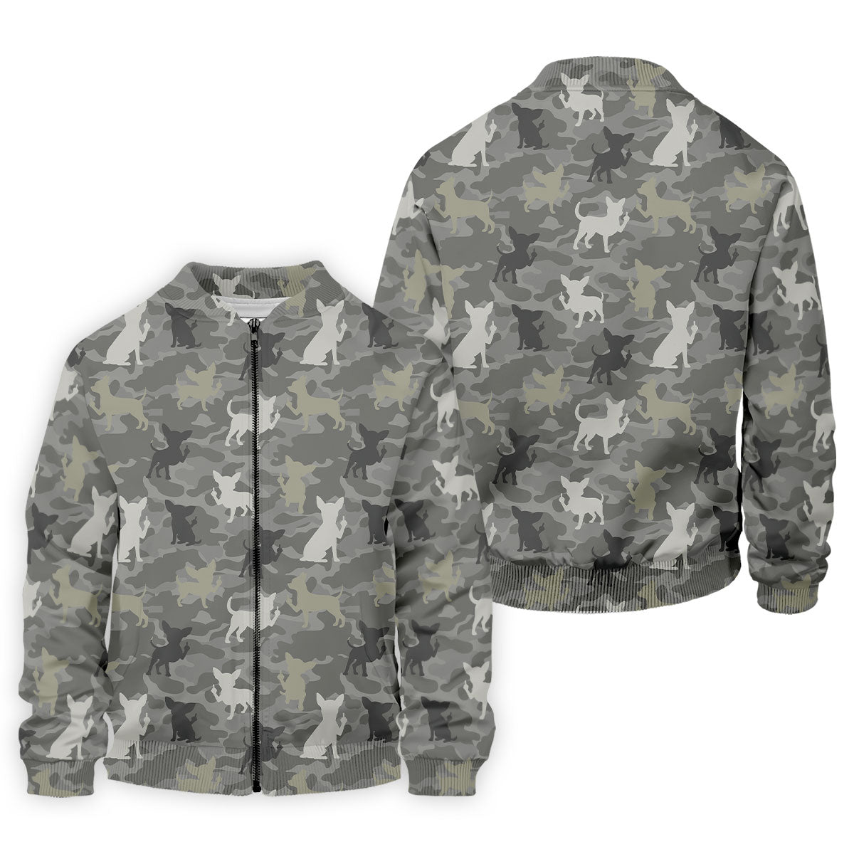 Grey Camo Chihuahua Dog Pattern Golf Shirt, Mens Polo Shirt, Golf Shirts For Men, Performance Golf Shirt