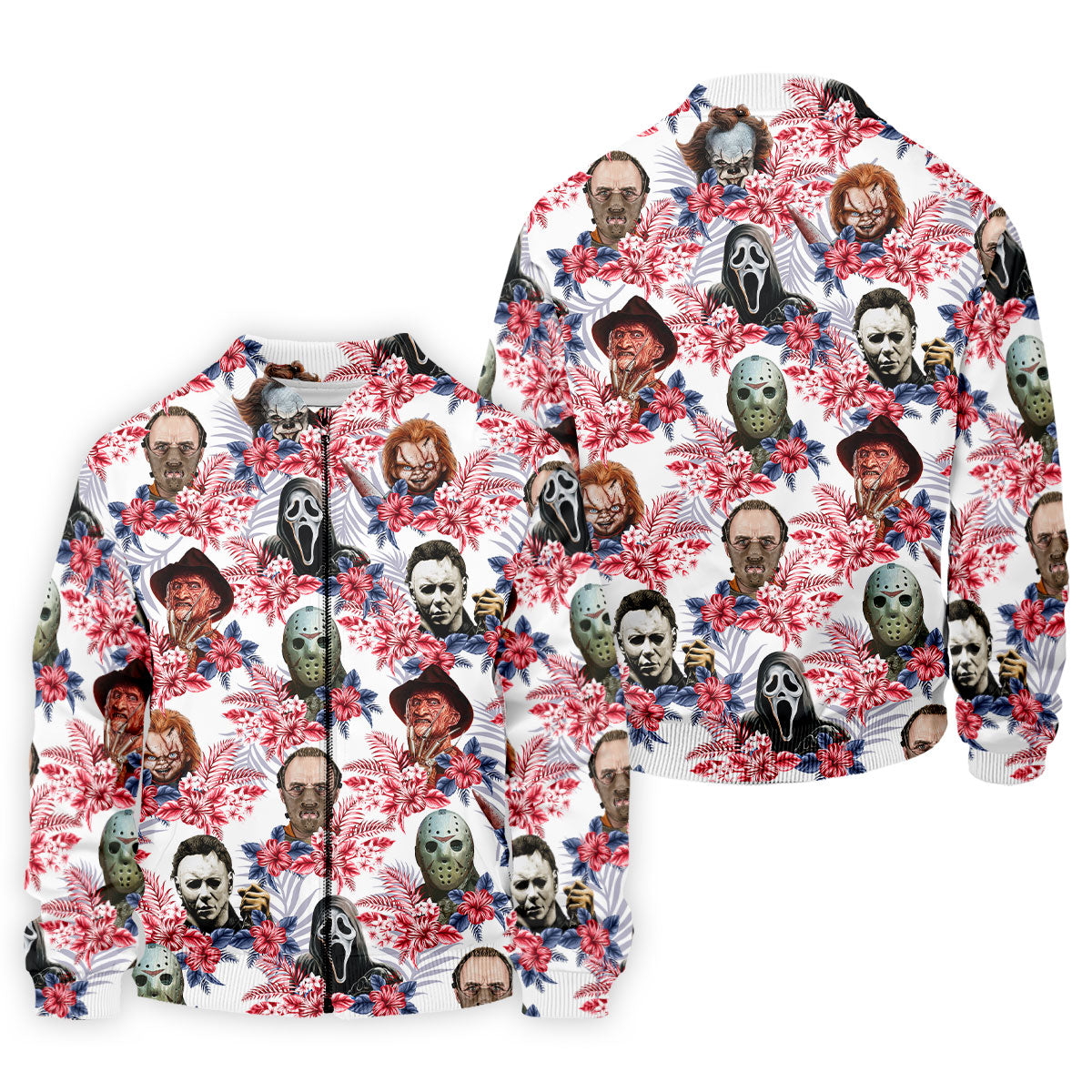 Tropical Horror Character Halloween Golf Shirt, Mens Golf Apparel, Hawaiian Golf Shirt