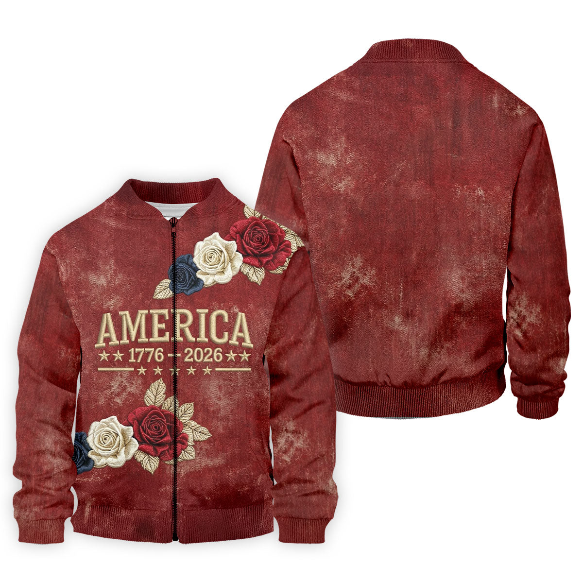 America 1776-2026 Patriotic Roses Vintage Golf Shirt, 250 Years 4th Of July Golf Shirts For Men