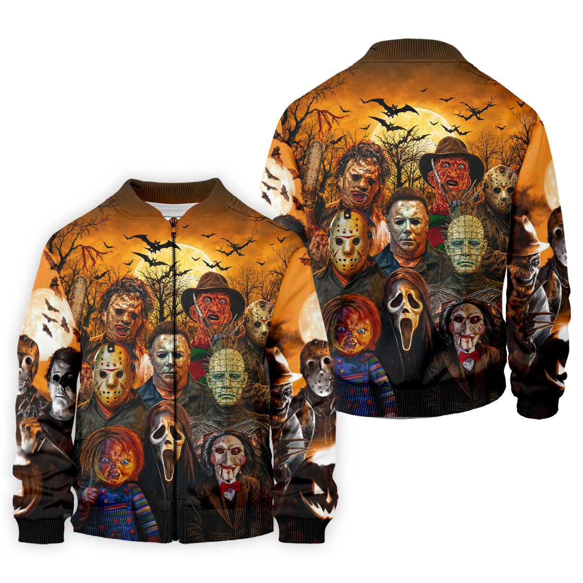Halloween Horror Character Hawaiian Golf Shirt, Mens Golf Shirts, Golf Apparel For Men