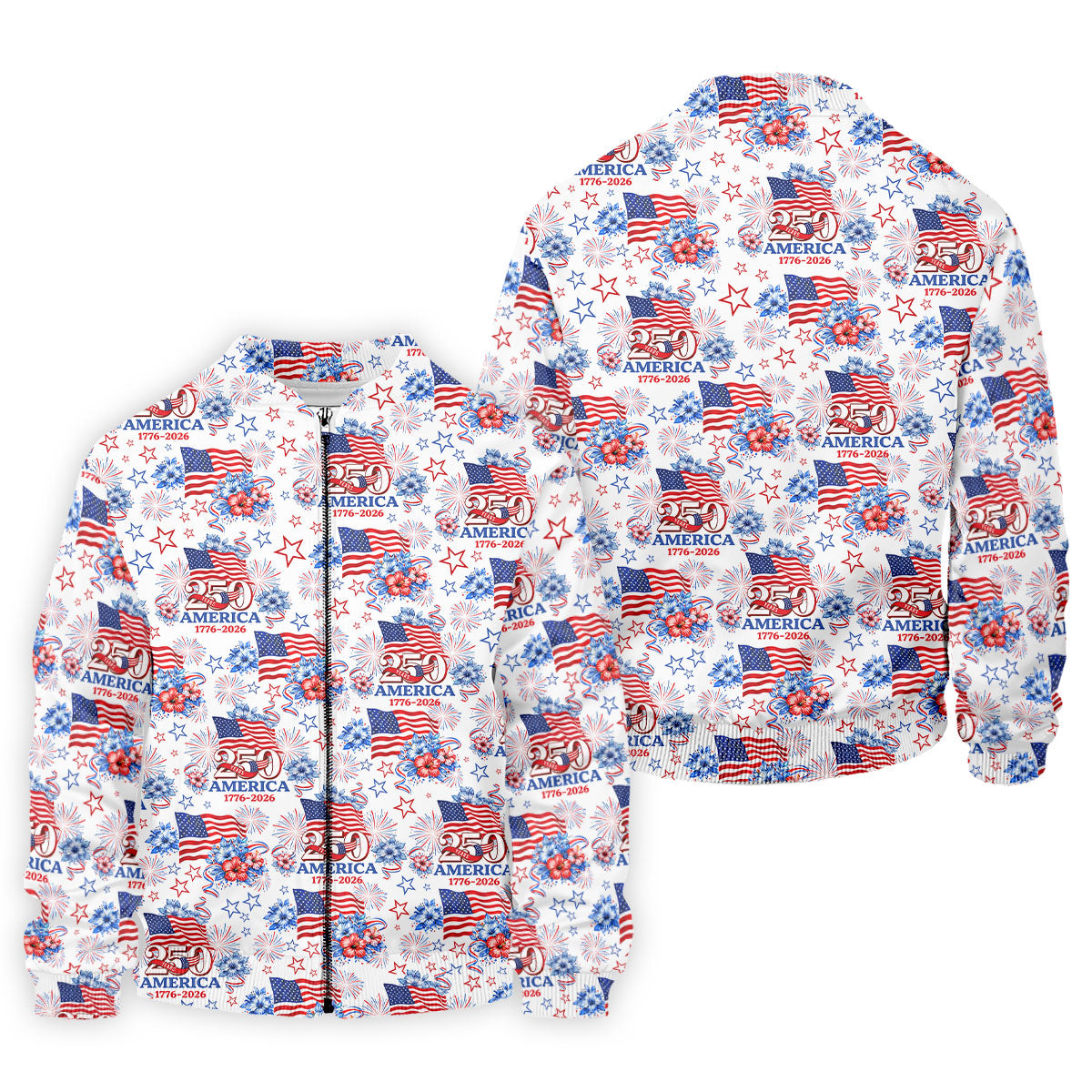 250 Years America 1776-2026 Hibiscus Tropical Flowers 4th Of July Golf Shirt, Golf Shirts For Men