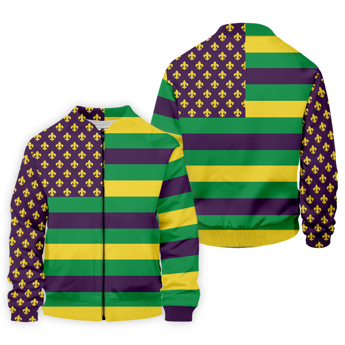 Mardi Gras Flags Fleur De Lis Purple Green Gold Golf Tops For Men, Polo ShirtFor Men, Golf Shirts For Men