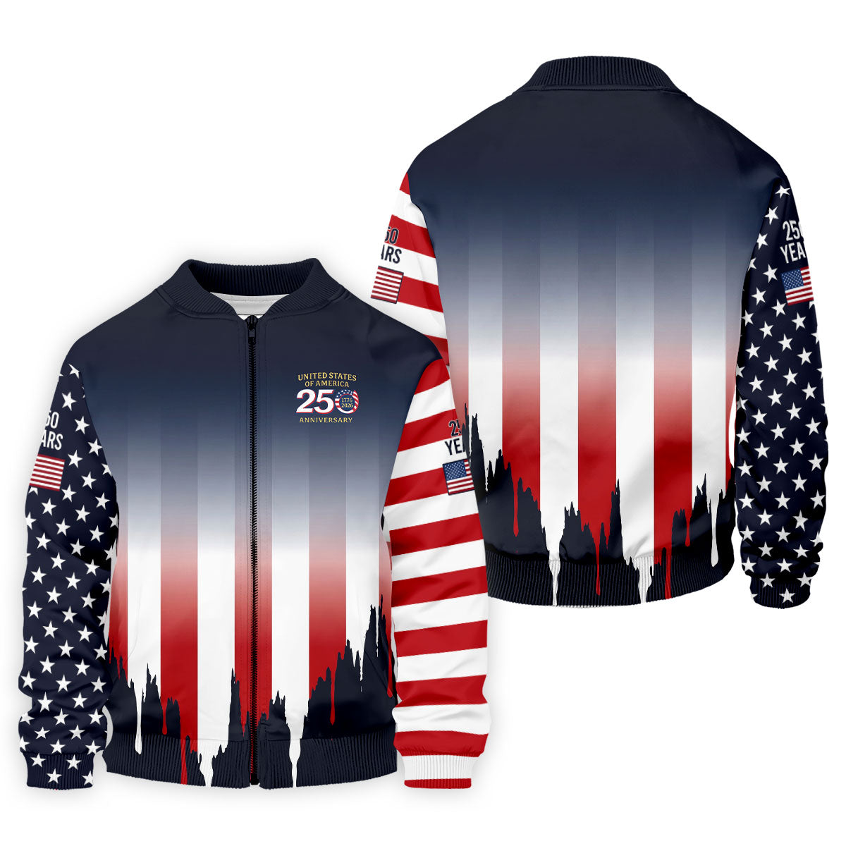 USA 250 Anniversary American Flag Golf Shirt, Patriotic 4th Of July Golf Shirts For Men