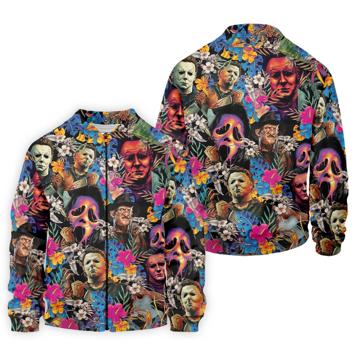 Tropical Horror Character Hawaiian Golf Shirt, Mens Golf Polo, Halloween Golf Apparel