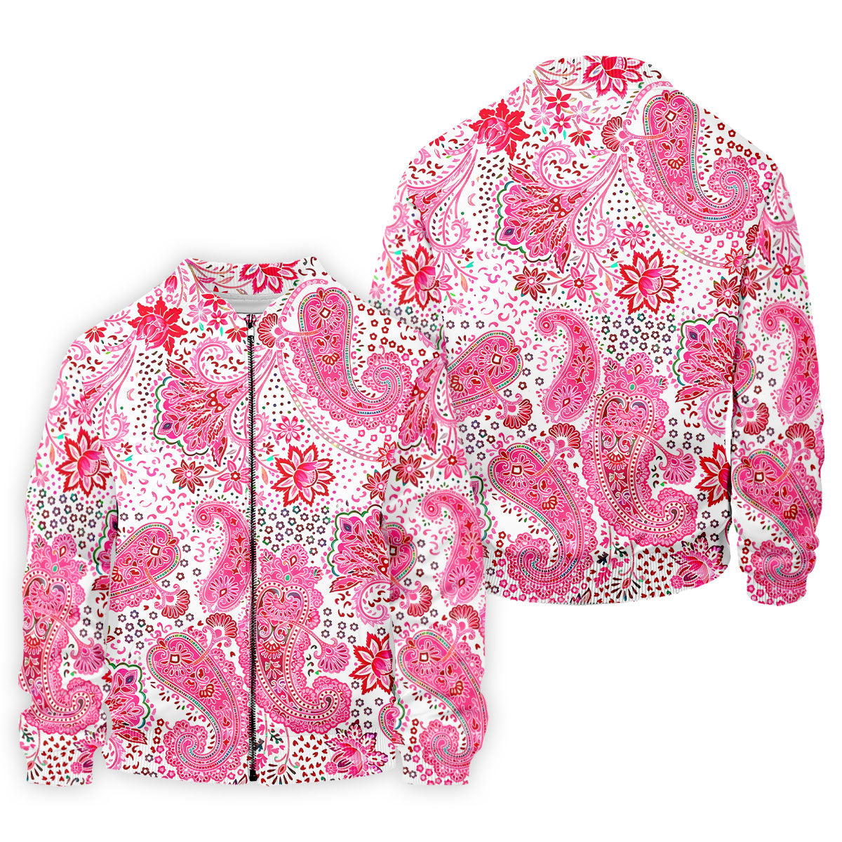 Pink Paisley Floral Pattern Golf Shirt, Mens Golf Shirts, Hawaiian Golf Shirt, Golf Apparel For Men
