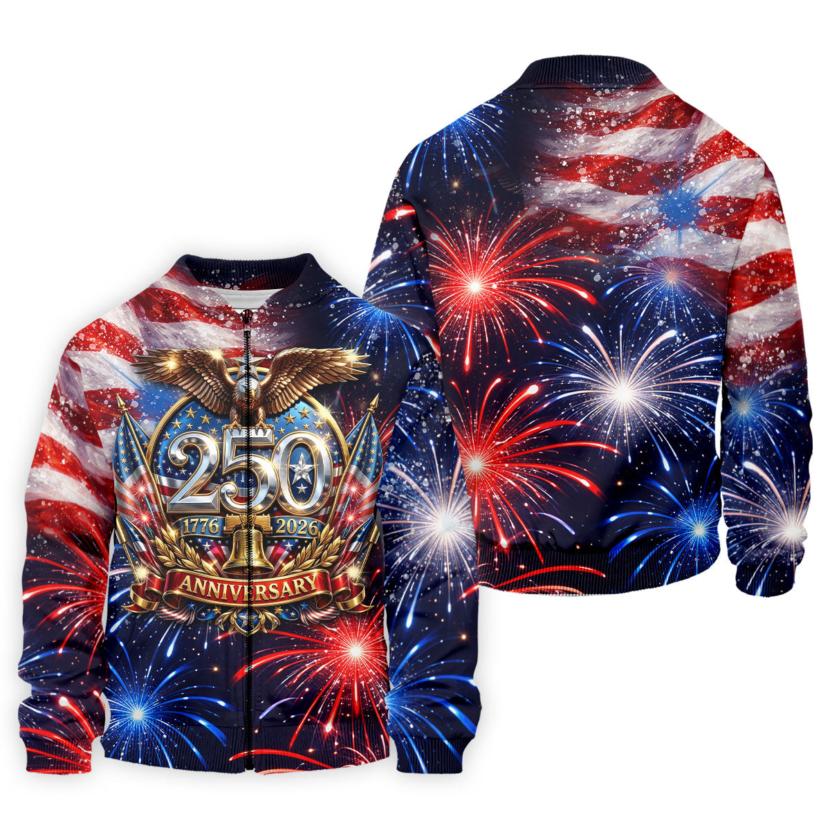 America Bald Eagle Red White Blue Patriotic Celebration 4th Of July Golf Shirt, 250 Years Golf Shirts For Men