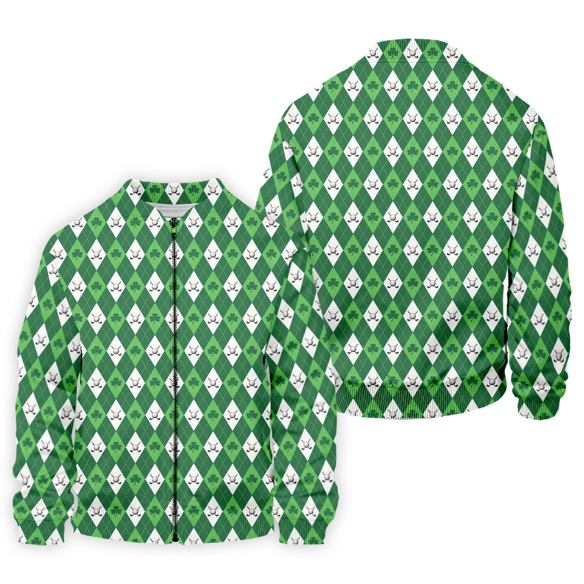 St Patrick's Day Shamrock Argyle Pattern Green And White Argyle Golf Shirt, Polo ShirtFor Men, Golf Shirts For Men