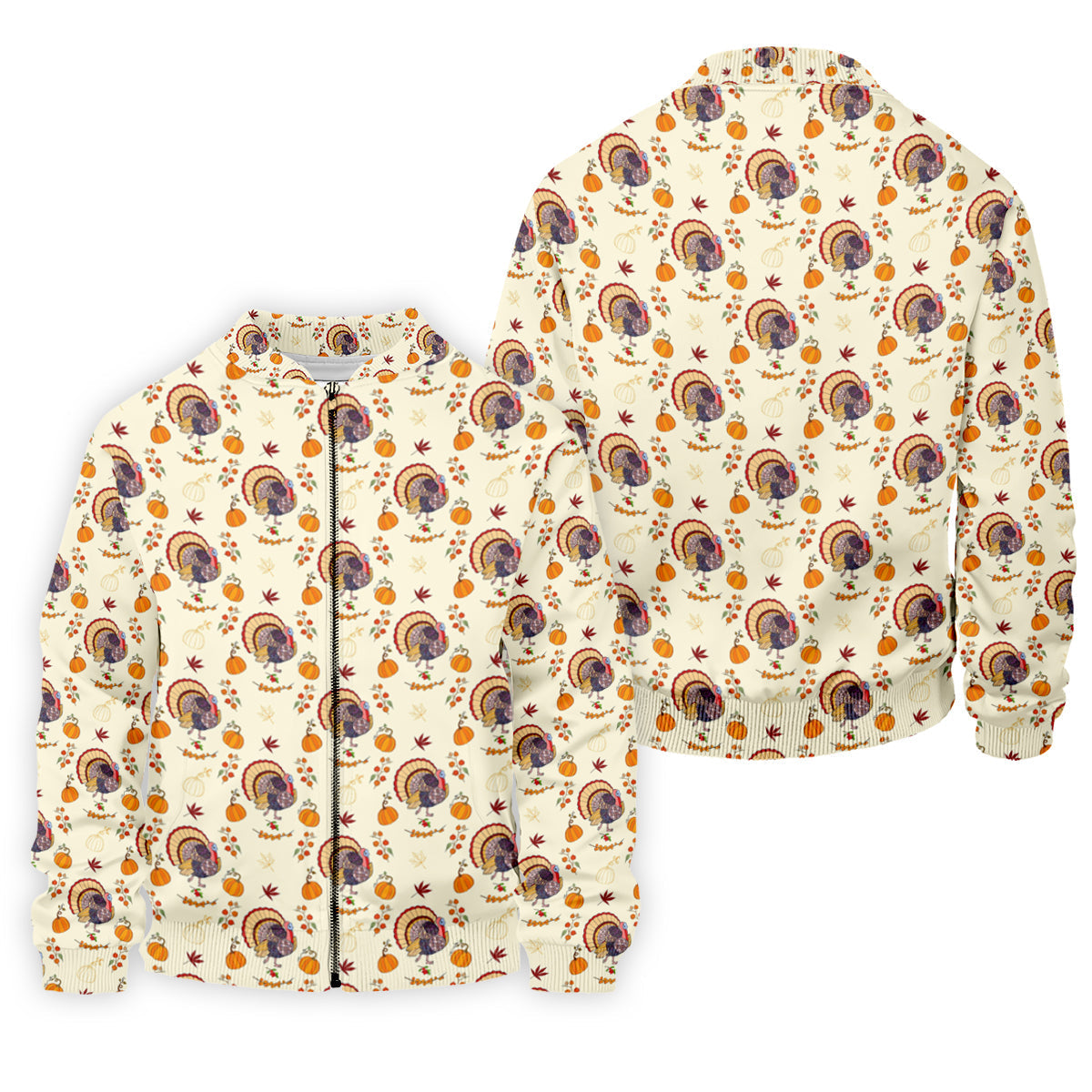Turkey Pumpkin Thanksgiving Holiday Beige Golf Tops For Men, Polo ShirtFor Men, Golf Gift For Men, Golfing Apparel