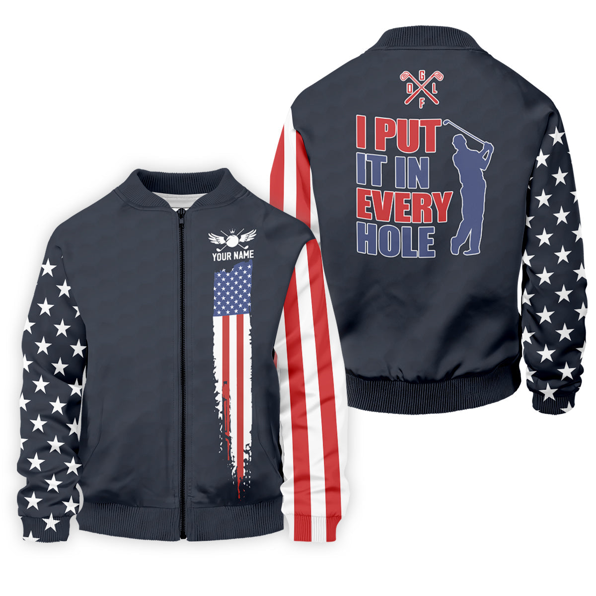 I Put It In Every Hole American Flag Patriot Red White Blue Golf Tops For Men, 250th Anniversary Golf Shirts For Men