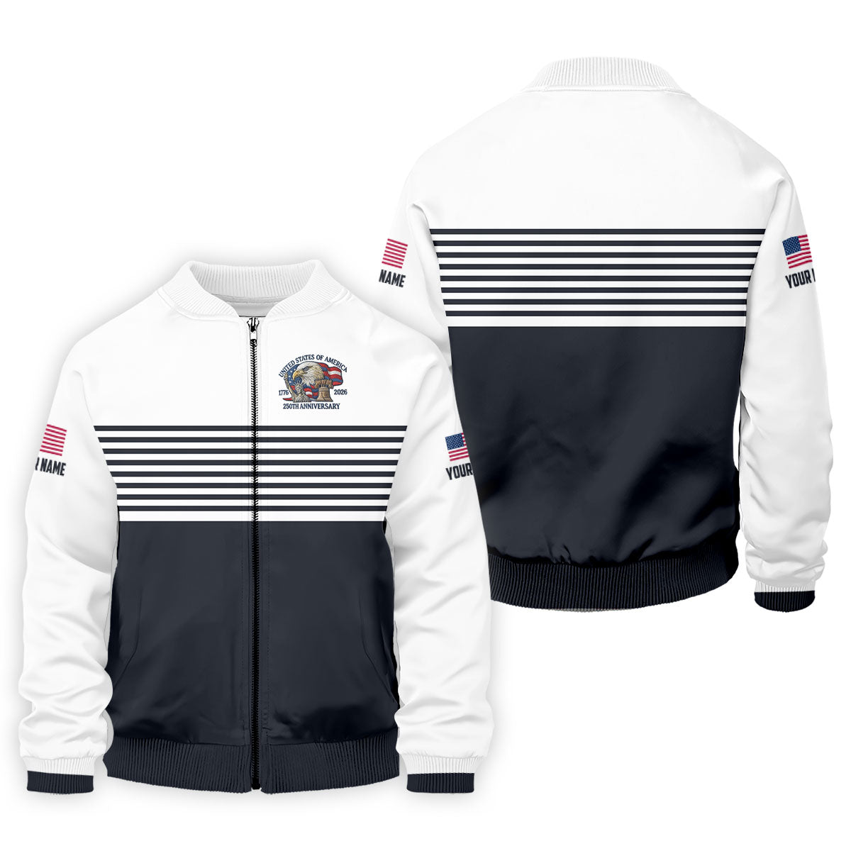 250th Anniversary Black Stripes Vintage Golf Shirt, Patriotic 4th Of July Golf Shirts For Men
