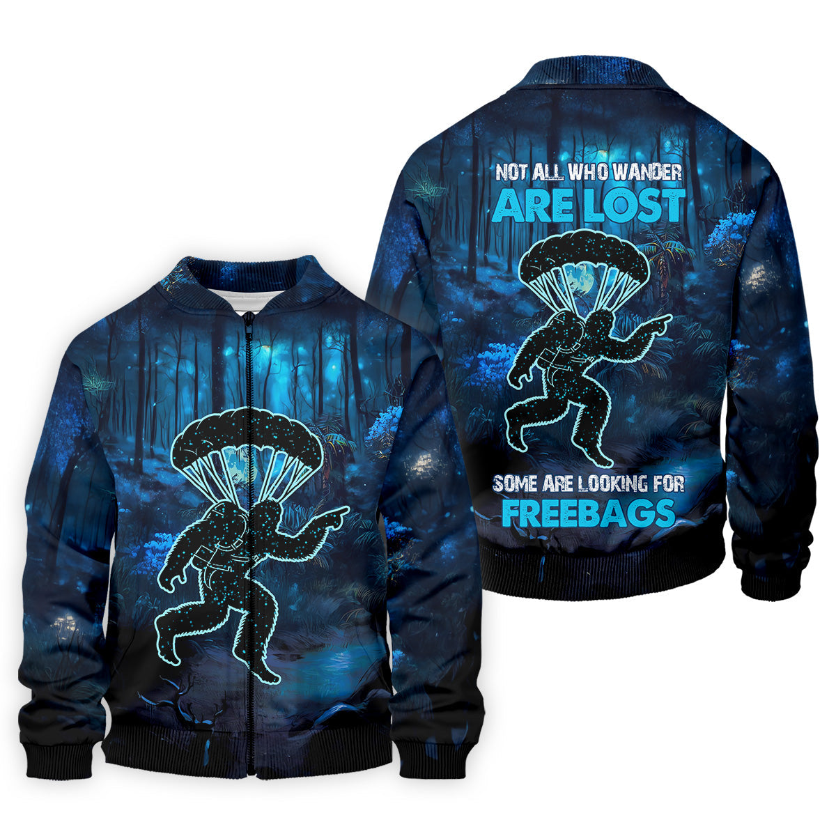 Not All Who Wander Are Lost Some Are Looking For Freebags Funny Bigfoot Skydiving Shirt, Men's Skydive Outfit
