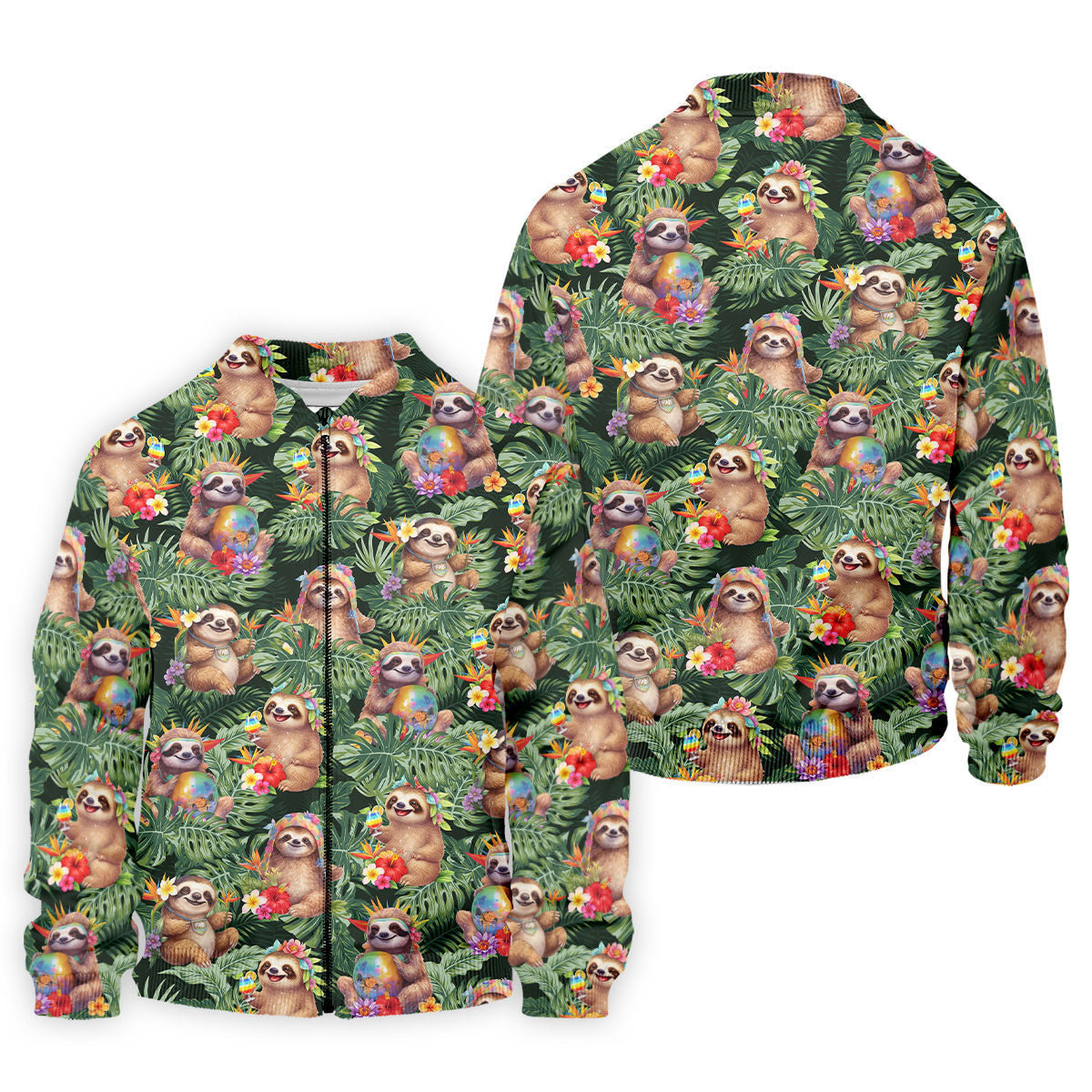 Funny Sloth Hawaiian Summer Golf Tops For Men, Hawaiian Golf Shirts, Polo Shirtor Men