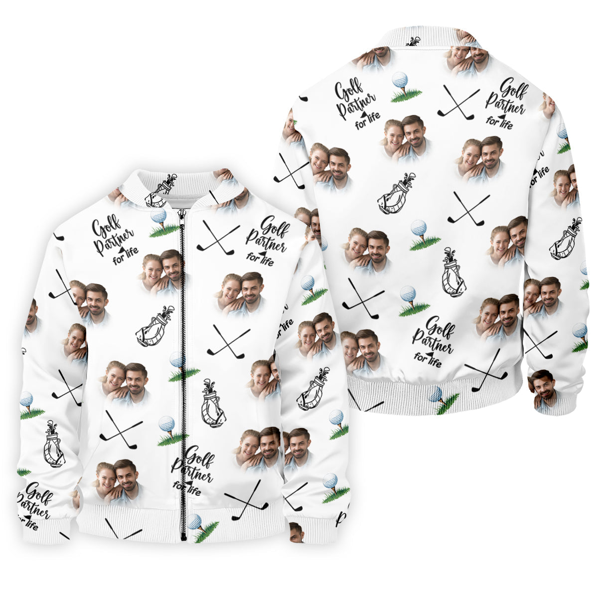 Golf Partner For Life Custom Photo White Golf Tops For Men, Valentines Golf Gift, Golf Gift For Men