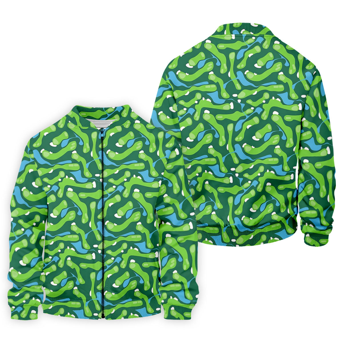 Golf Course Layout Golf Shirt, Fairway Water Hazard Pattern, Golf Shirt For Men