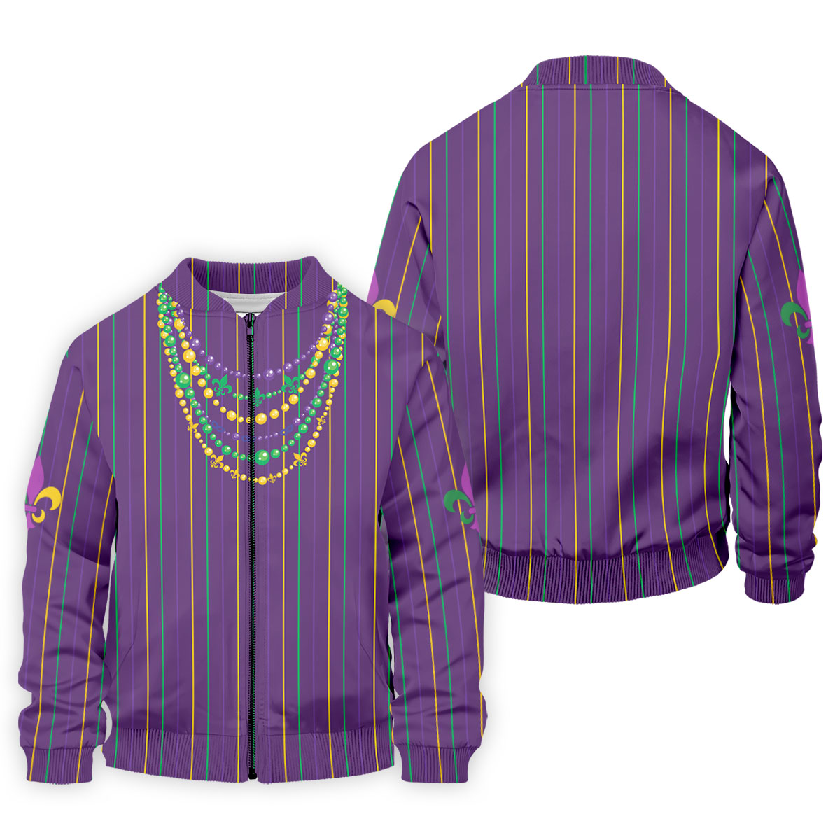 Mardi Gras Beads Necklaces Print Purple Golf Shirt, Golf Tops For Men, Polo ShirtFor Men, Golf Shirts For Men