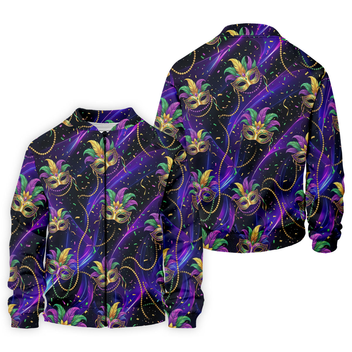 Mardi Gras Carnival Mask Neon Purple Black Golf Shirt, Men's Golf Polo Shirt Golf Shirts For Men