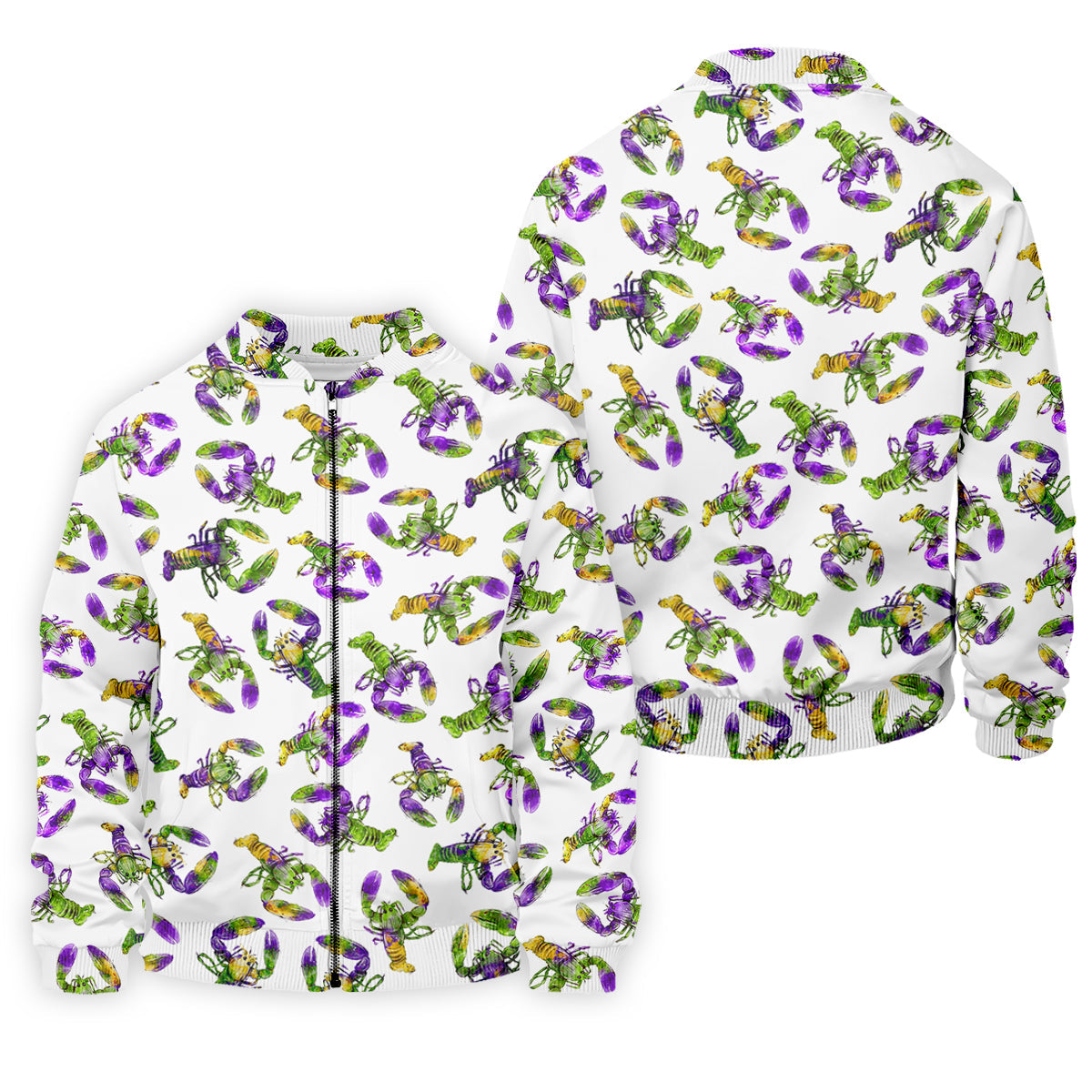Purple Green Gold Crawfish Pattern Mardi Gras Golf Shirt, Polo ShirtFor Men, Golf Shirts For Men