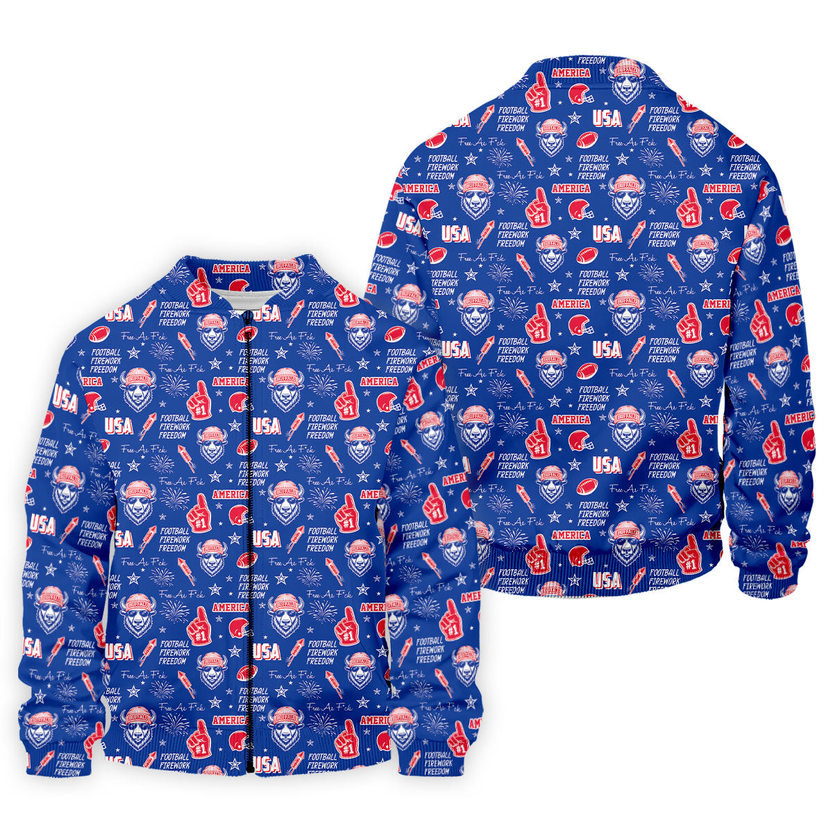 The Bisons Cool Buffalo Blue And Red Sport Polo, American Football League Gift Ideas For Football Fans