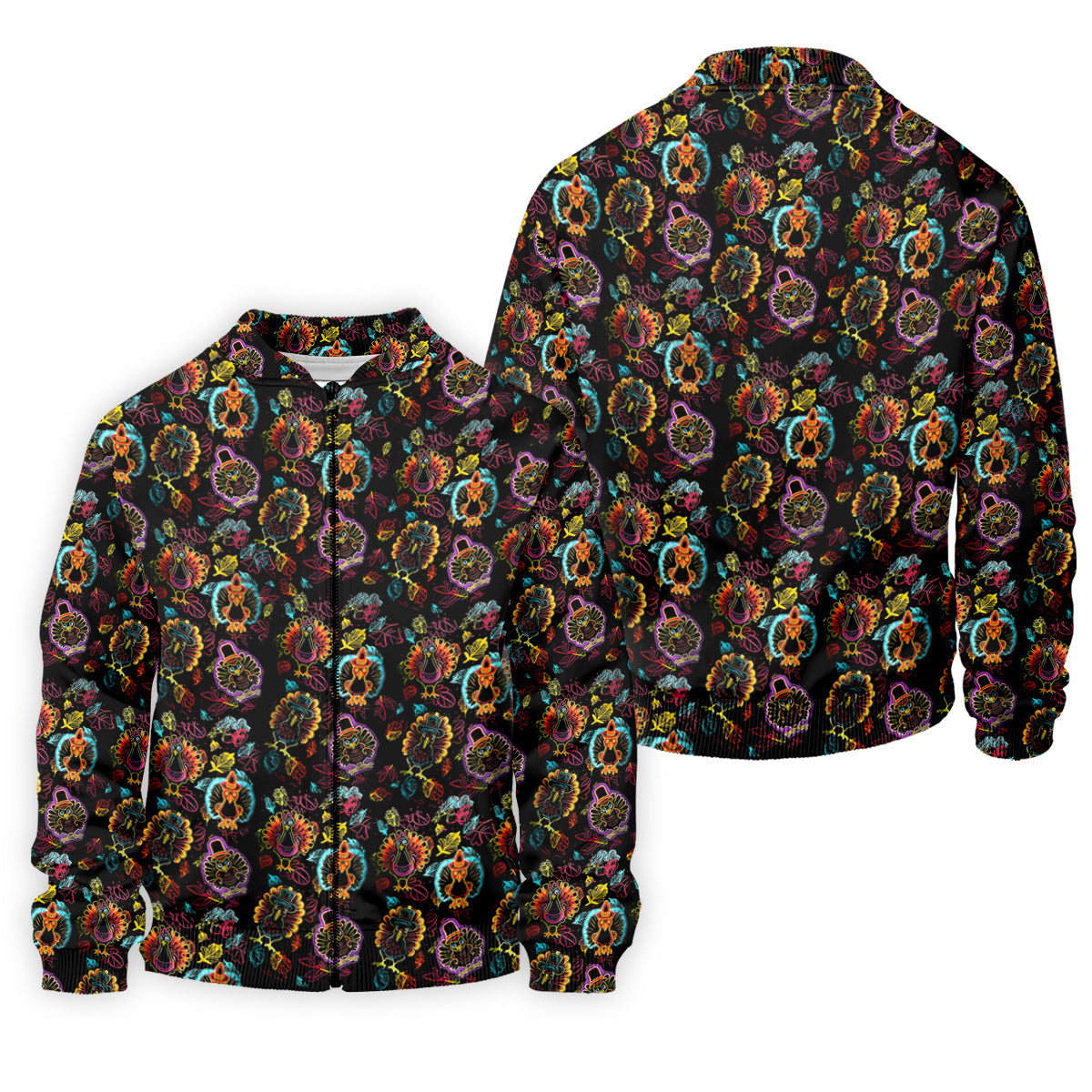 Neon Turkey Thanksgiving Golf Tops For Men, Polo Shirtor Men, Golf Gift For Men, Golfing Apparel