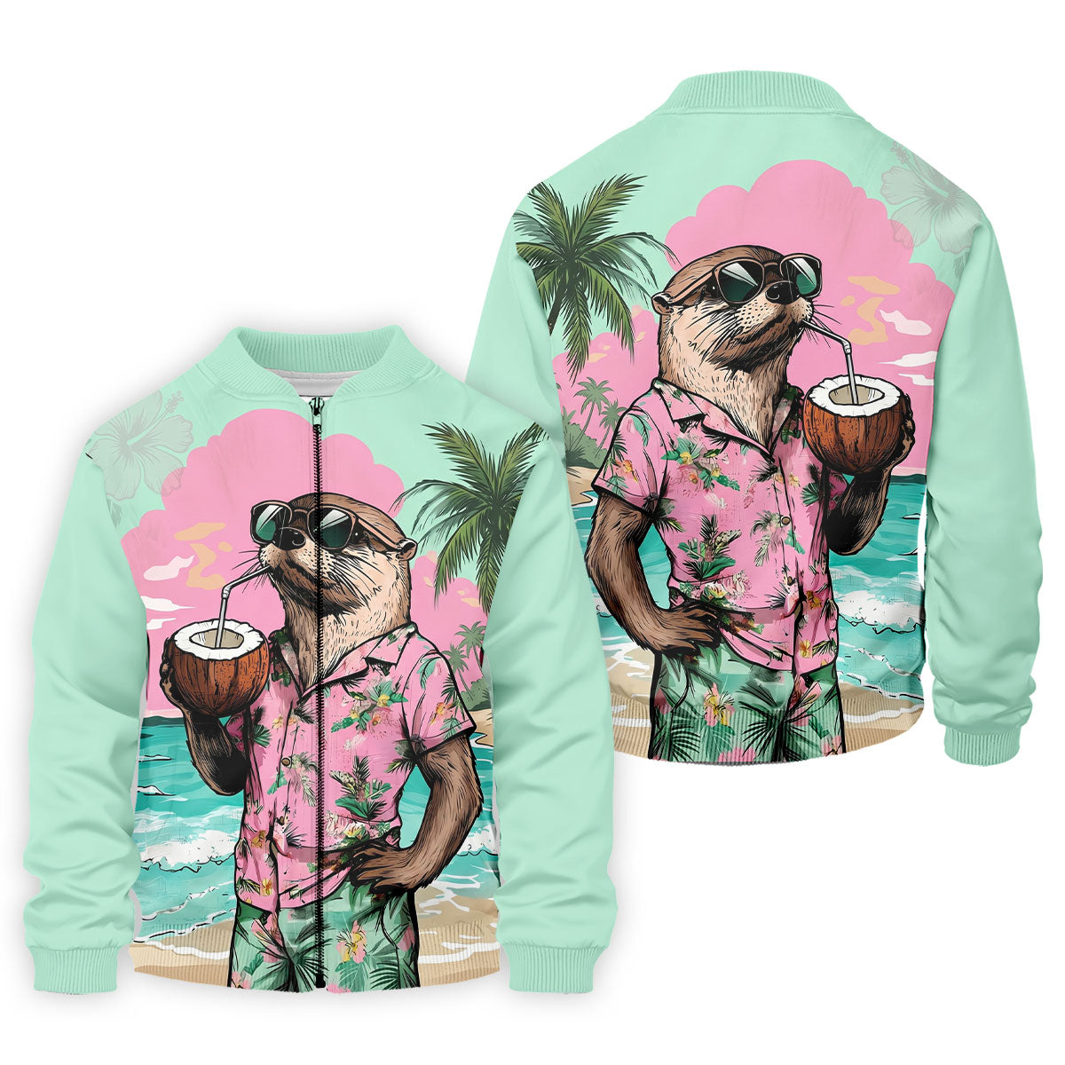 Funny Otter Tropical Summer Hawaiian Golf Shirt, Polo Shirtor Men, Golfing Apparel
