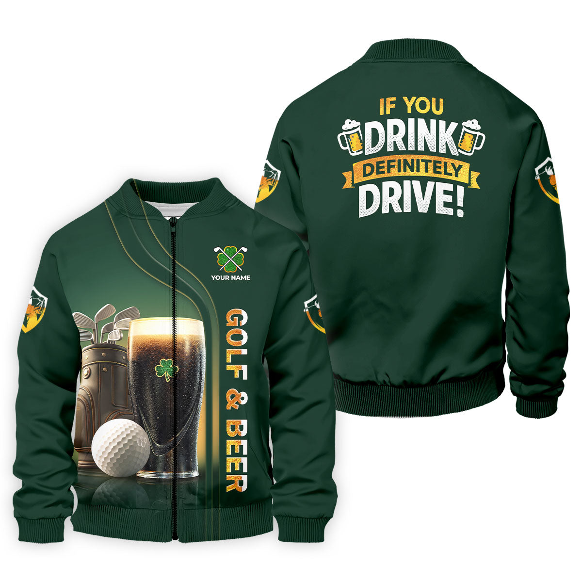 If You Drink Definitely Drive Golf And Beer Black Beer St Patrick's Day Green Golf Tops For Men, Golf Shirts For Men