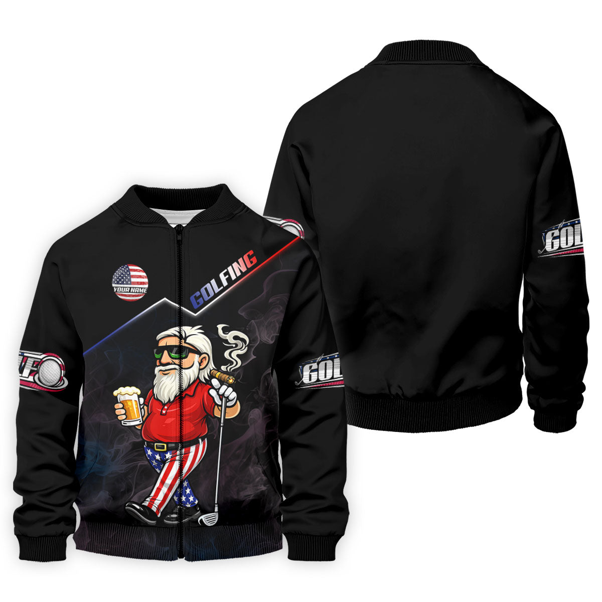 Patriotic Man Golf And Beer Custom Name Funny 4th Of July Golf Shirt, 250th Anniversary Golf Shirts For Men