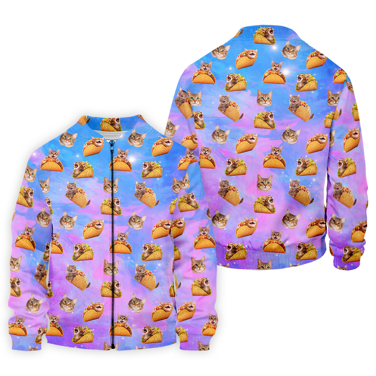 Funny Taco Cat Galaxy Pattern Golf Shirt, Mens Golf Apparel, Polo Shirts For Men