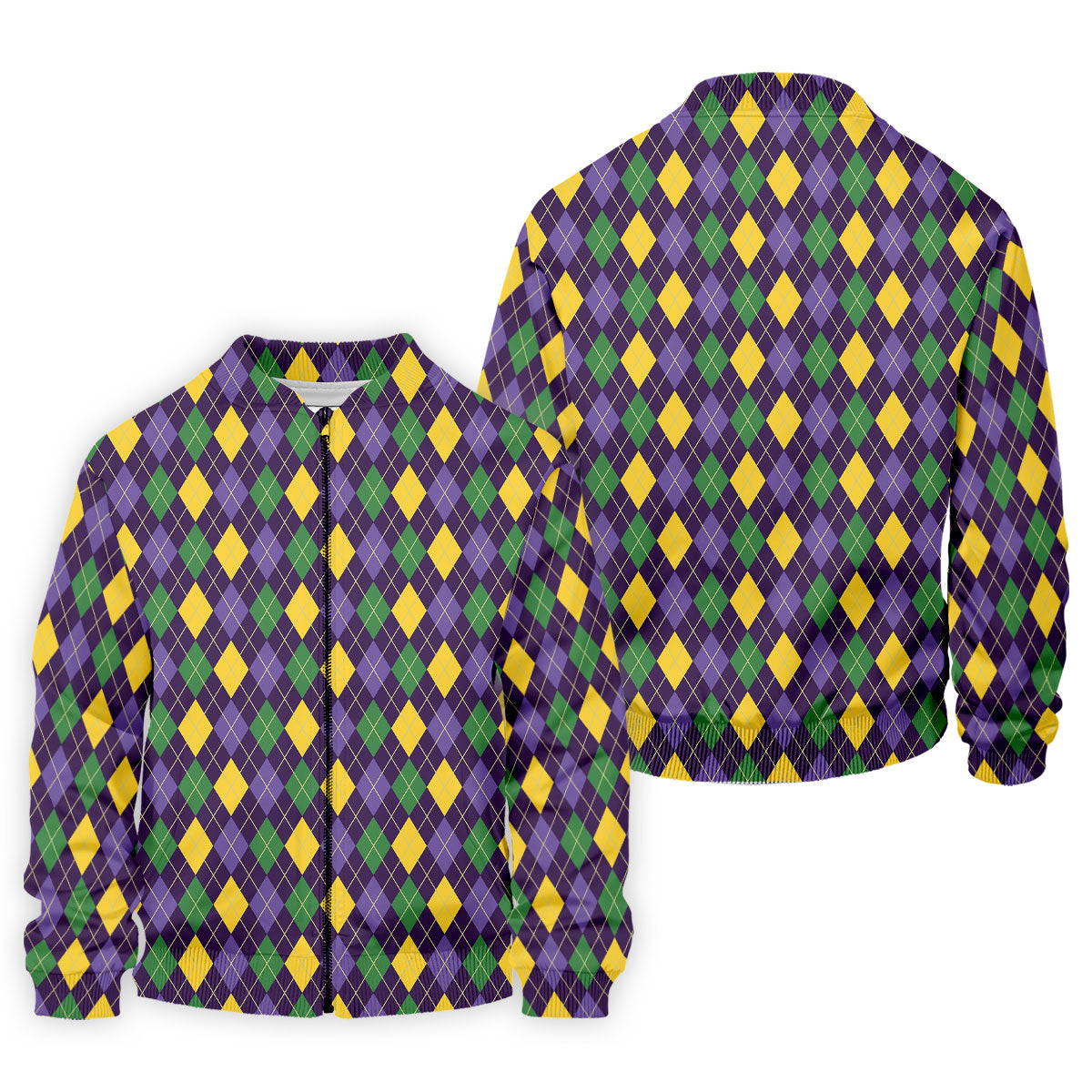 Green Purple Gold Argyle Pattern Mardi Gras Golf Shirt, Polo Shirt Men, Golf Shirts For Men