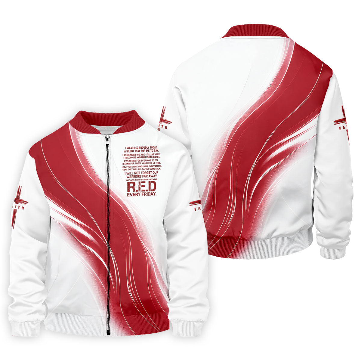 Red Friday Faith Cross Red White Gradient Patriotic Golf Shirt, 250 Years Polo Shirtor Men