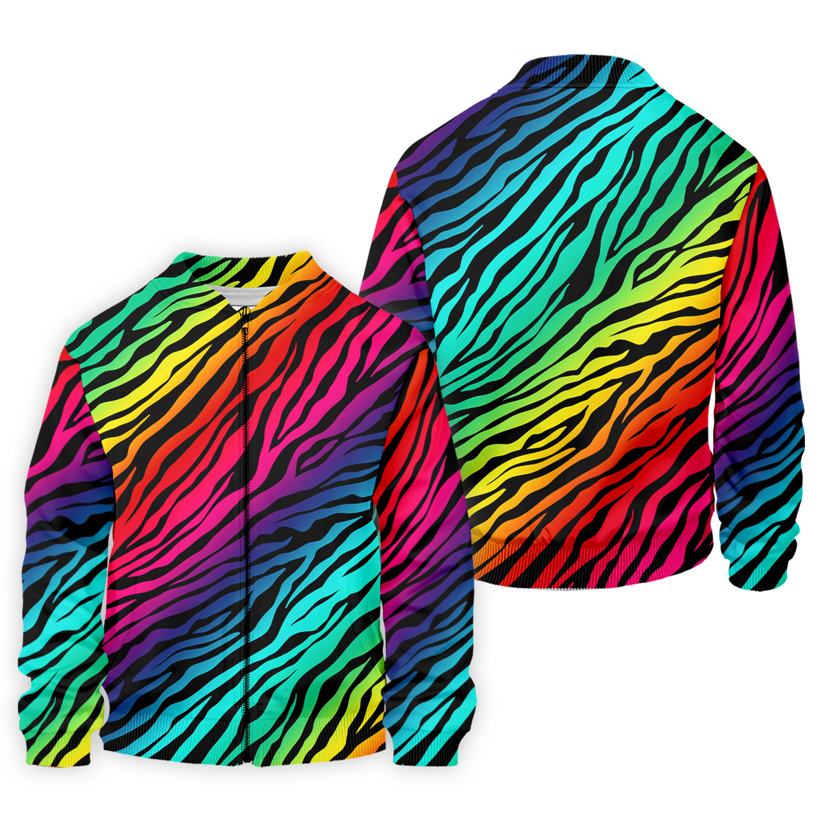 Rainbow Gradient LGBT Support Zebra Pattern Golf Tops For Men, Pride Month Golf Shirts For Men