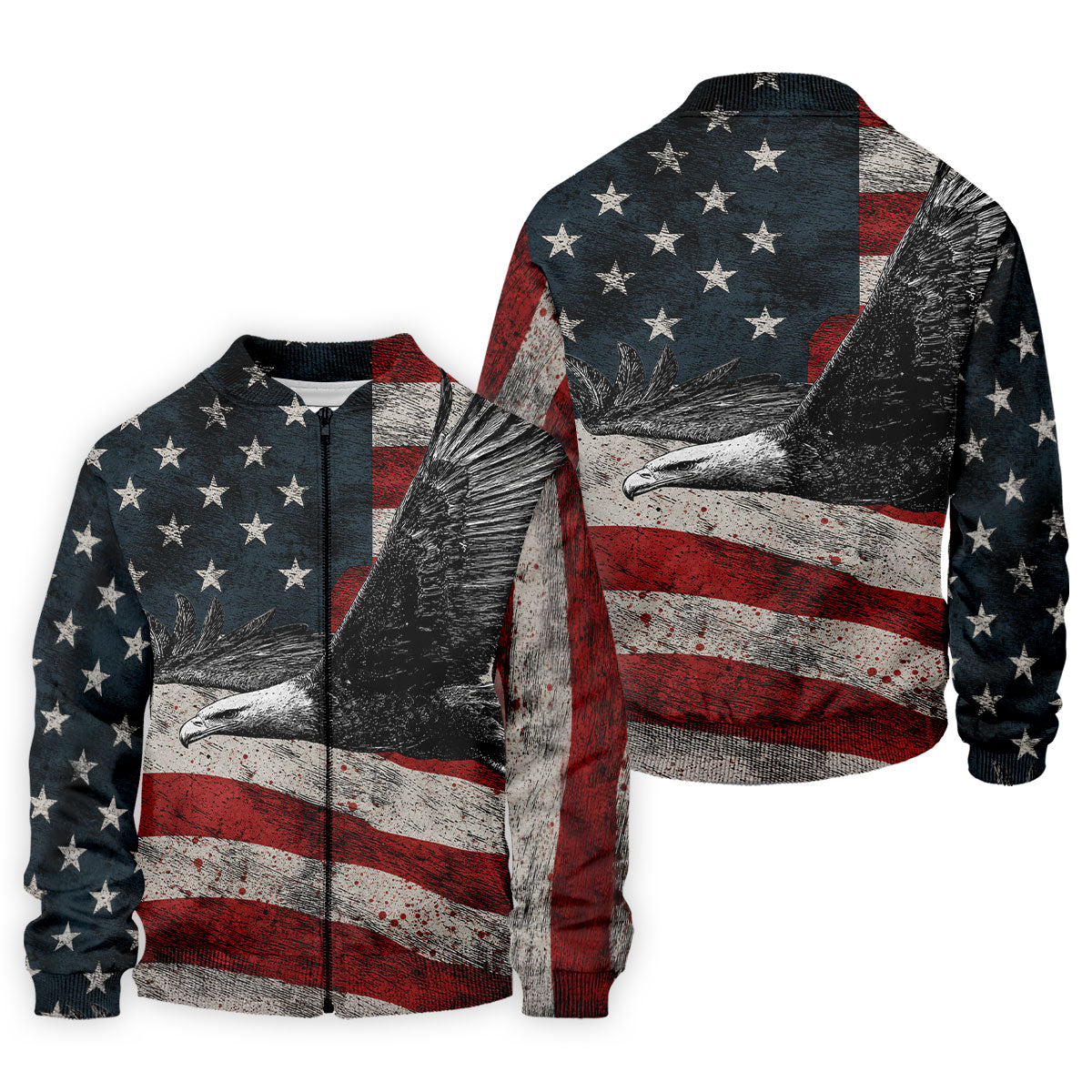 Distressed US Flag And Bald Eagle Patriotic Golf Shirt, 4th Of July 250 Years American Pride Golf Shirts For Men