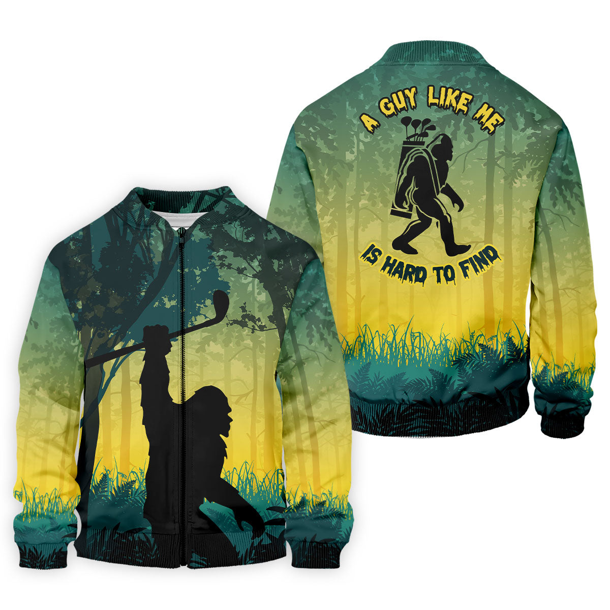 Bigfoot Golfer Forest Silhouette Polo Shirt, Golf Polo Shirts For Men, Mens Golf Apparel