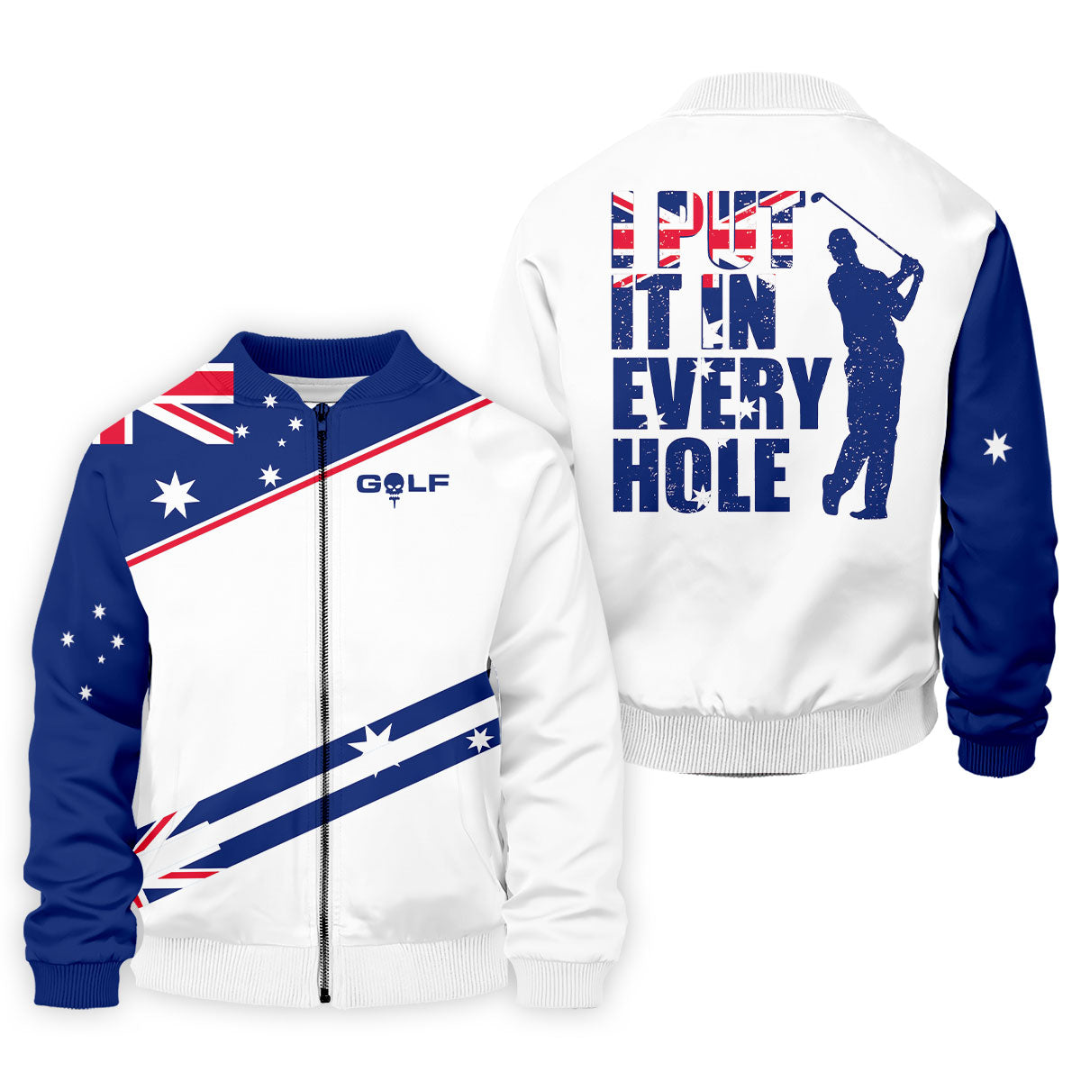 I Put It In Every Hole Australia Flag Print Men's Golf Top, Polo Shirt Men, Golf Shirts For Men